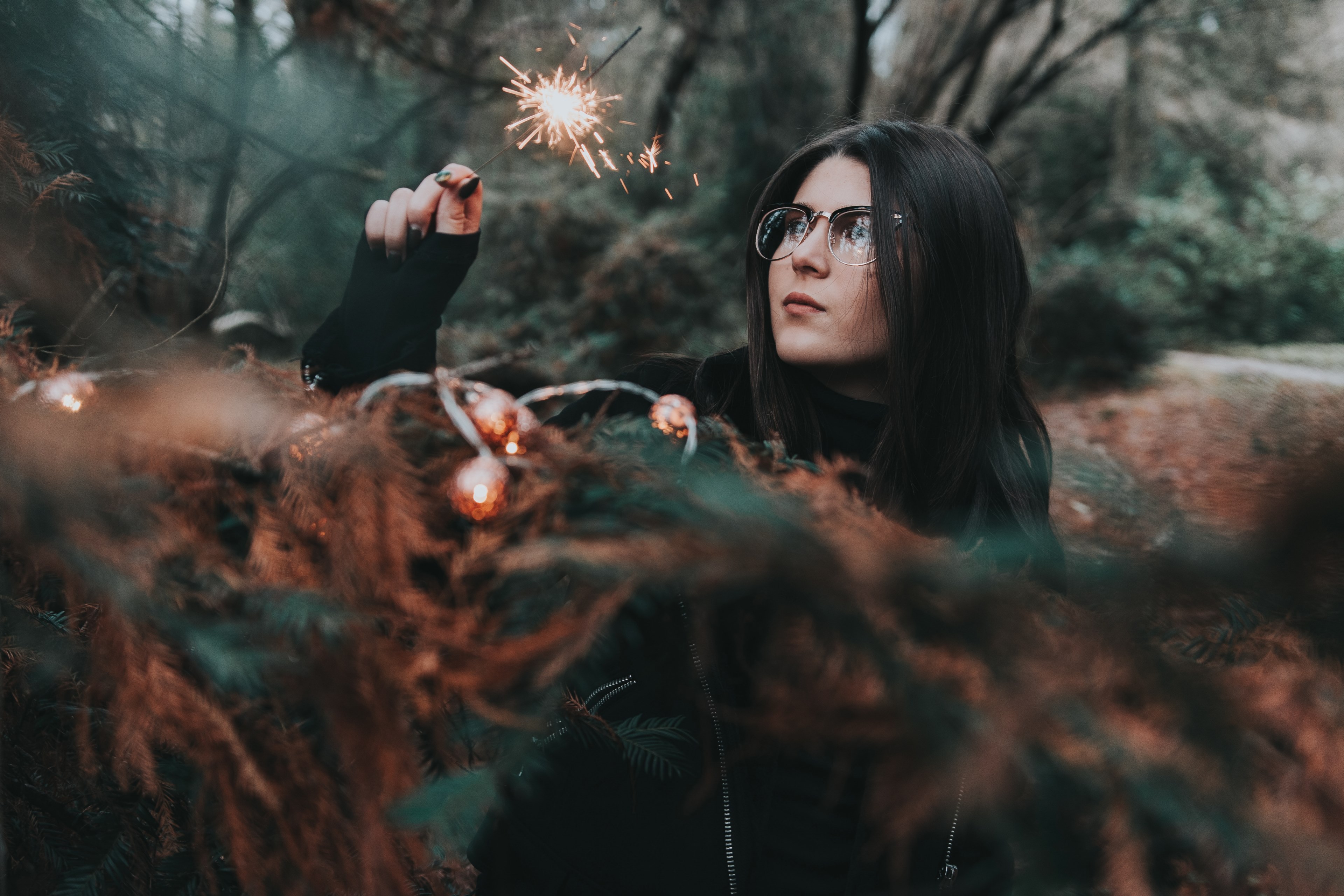 tree woodland forest and woman 4k, HD Wallpaper
