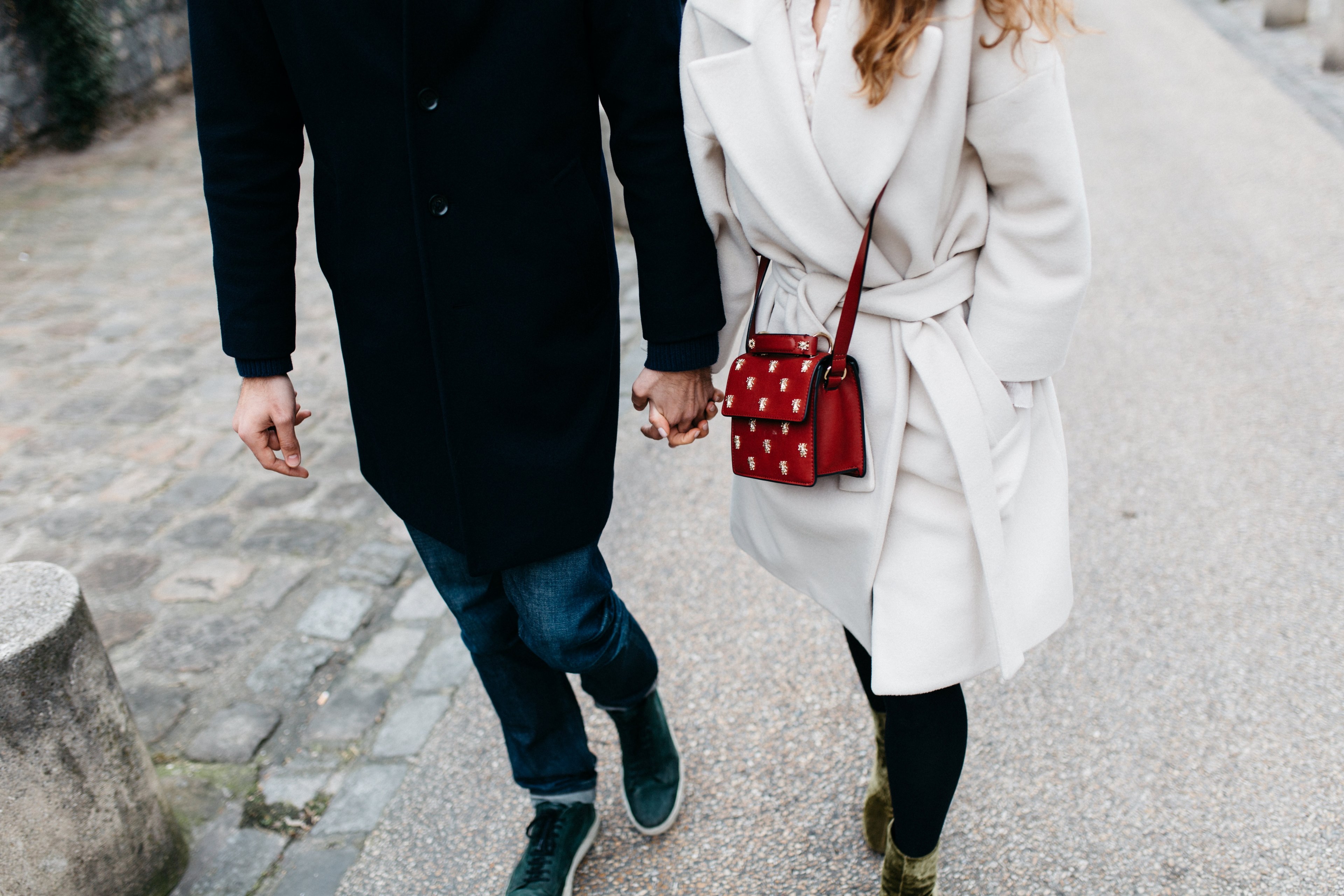 a fashionable couple holding hands while walking on the street, chilling lovers_ 4k, HD Wallpaper
