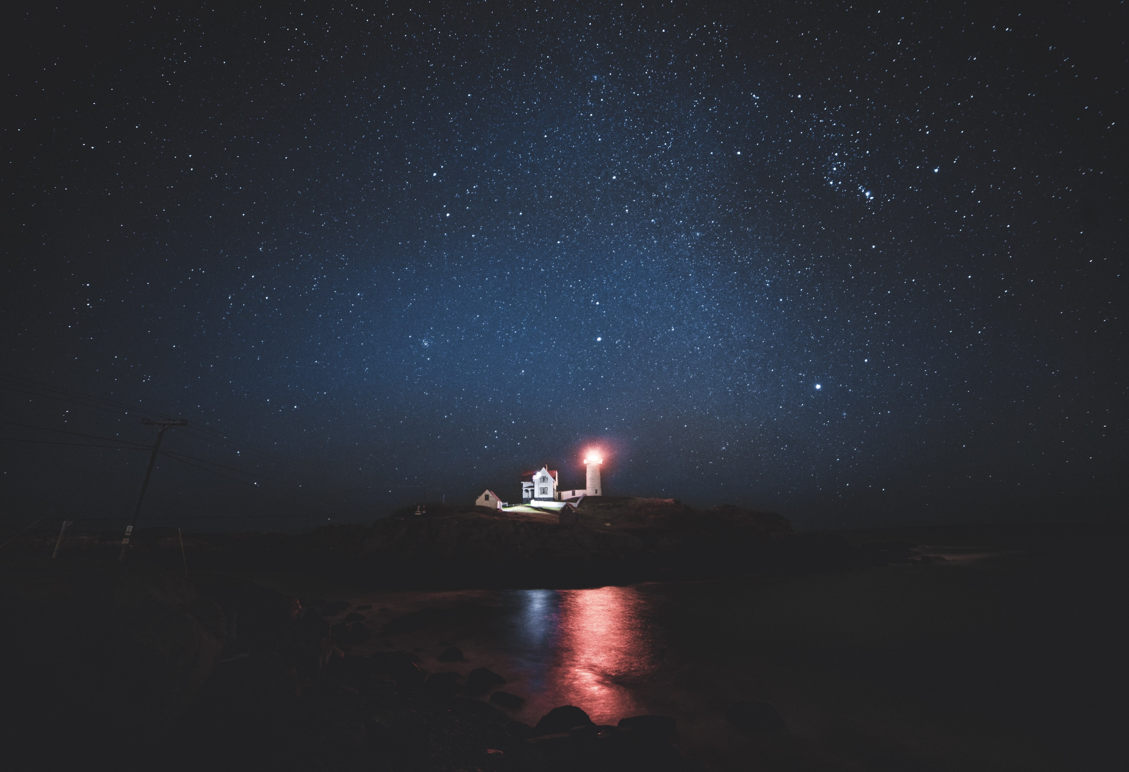 clear nights on the maine coast 4k, HD Wallpaper