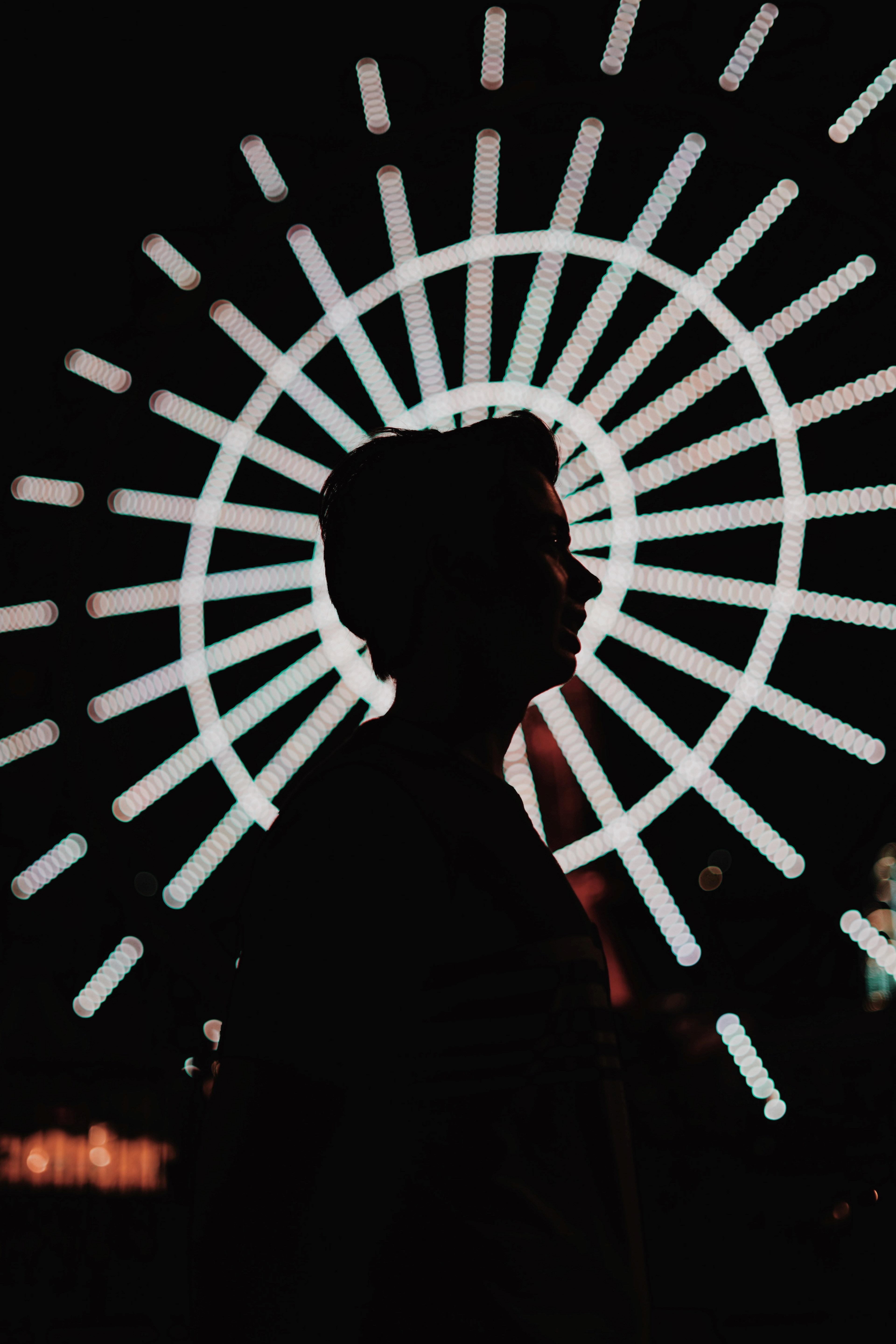 lights night dark and woman hd, 4k, Phone HD Wallpaper