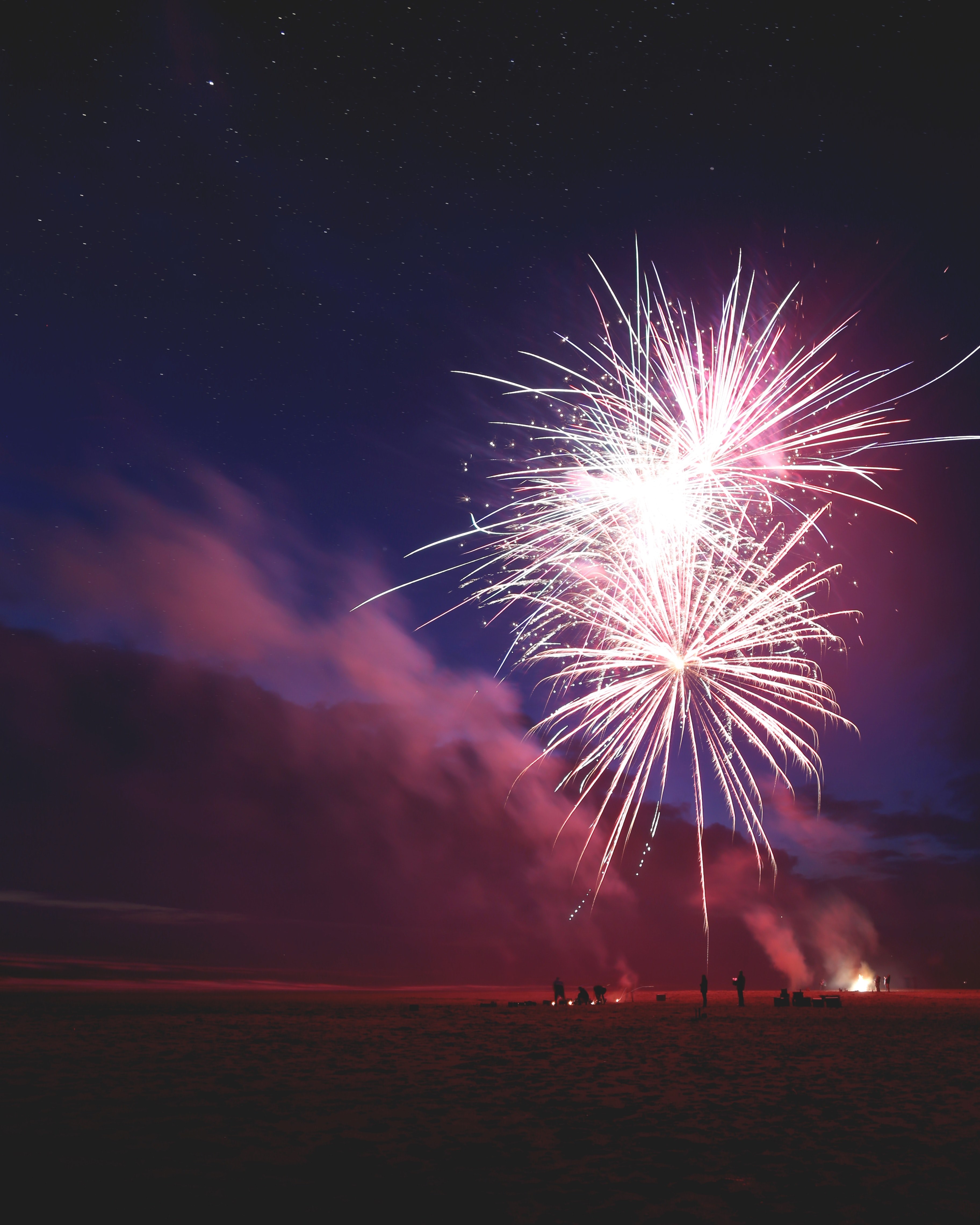 firework night dark and stars hd, 4k, Phone HD Wallpaper