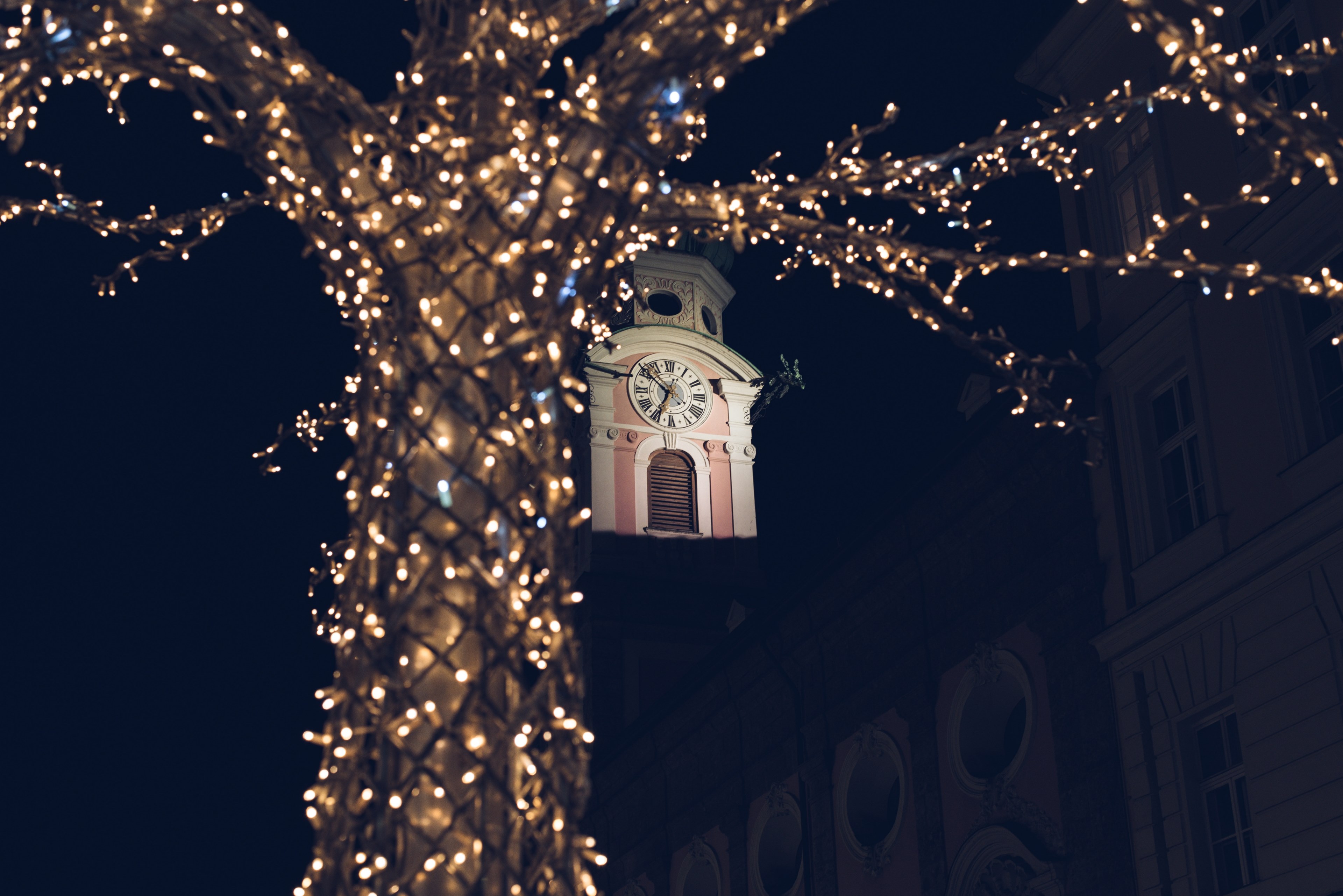 light christmas festive and tree 4k, HD Wallpaper