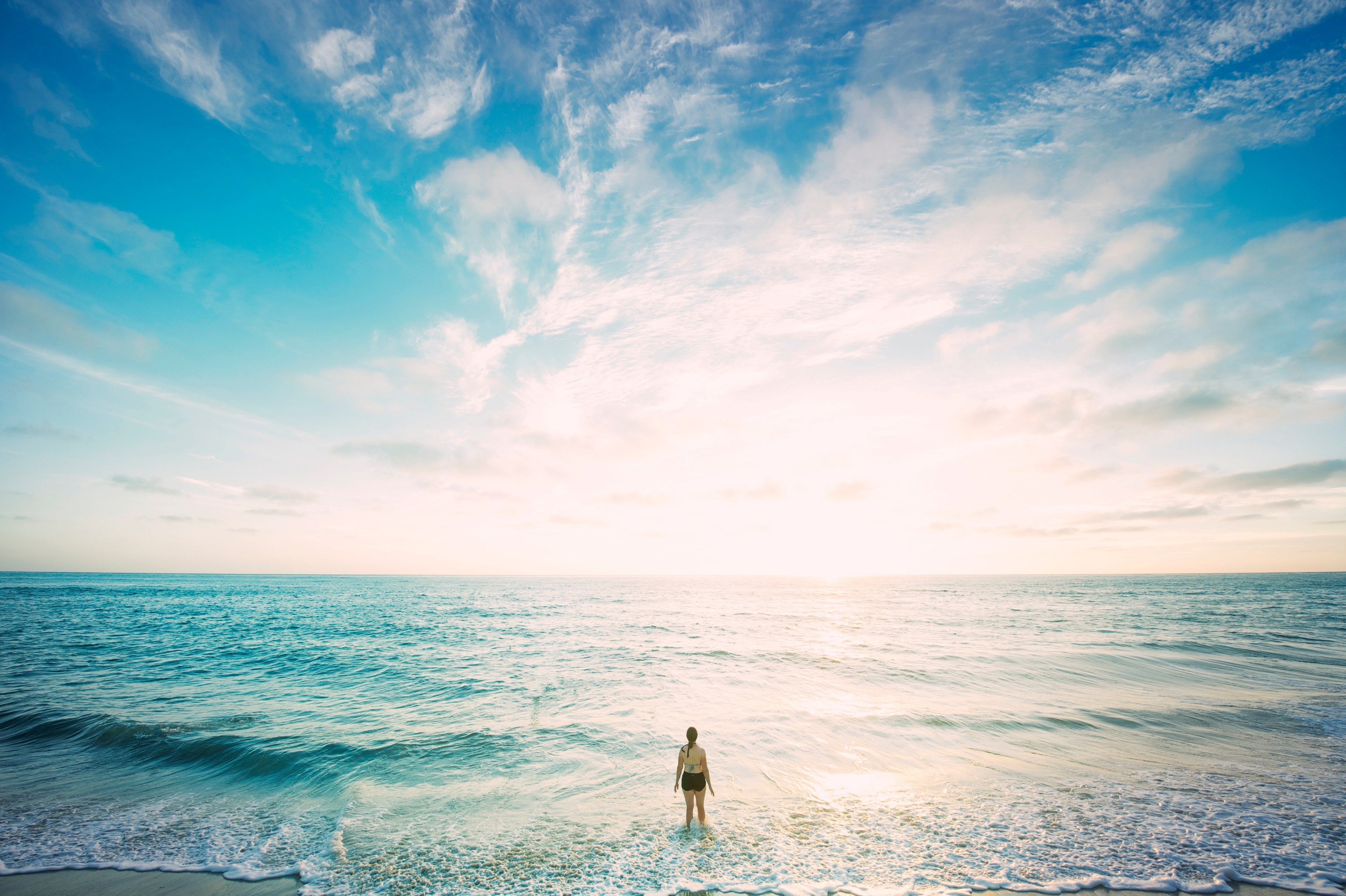 ocean cloud solitude and sea 4k, HD Wallpaper