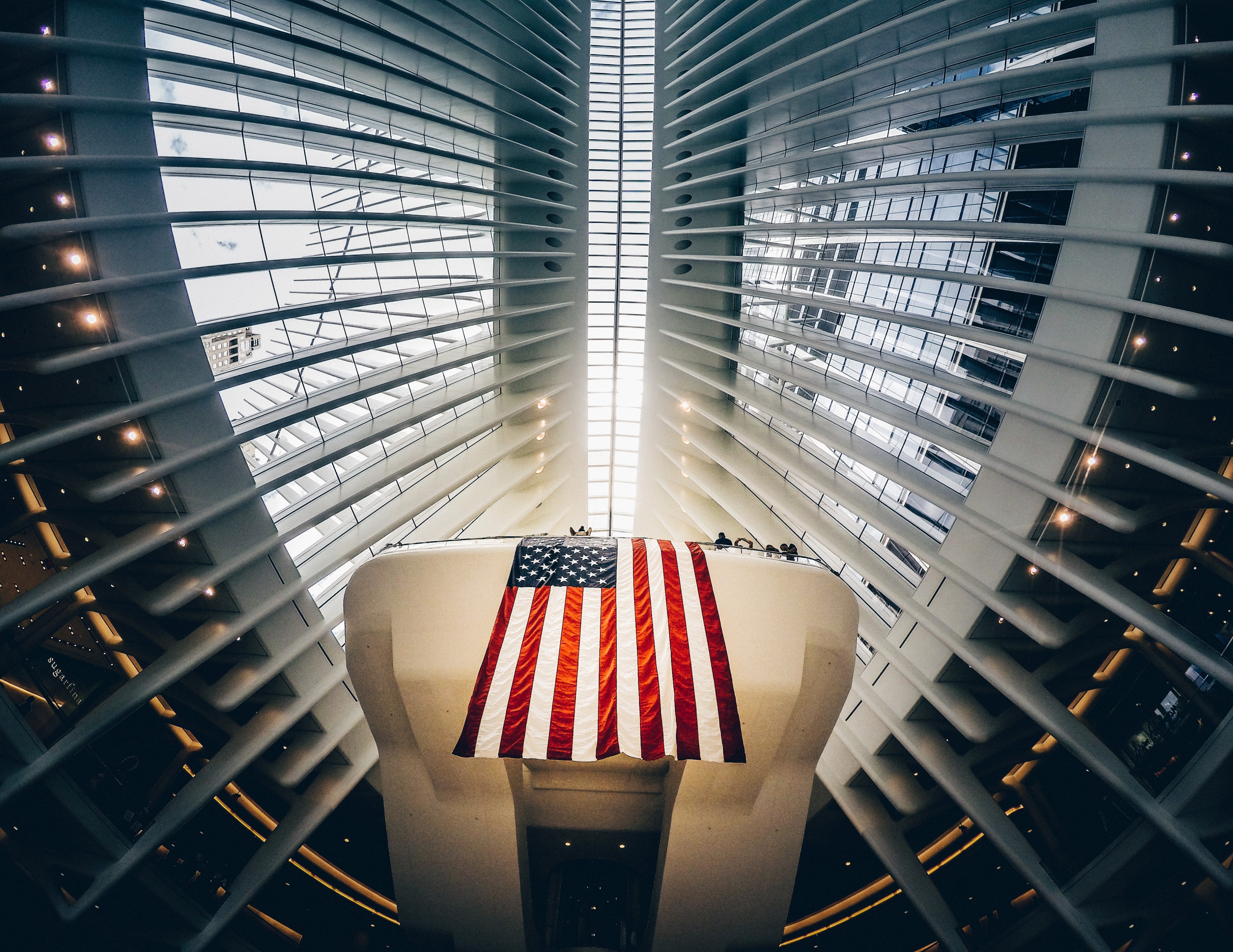 flag united states ceiling and light 4k, HD Wallpaper