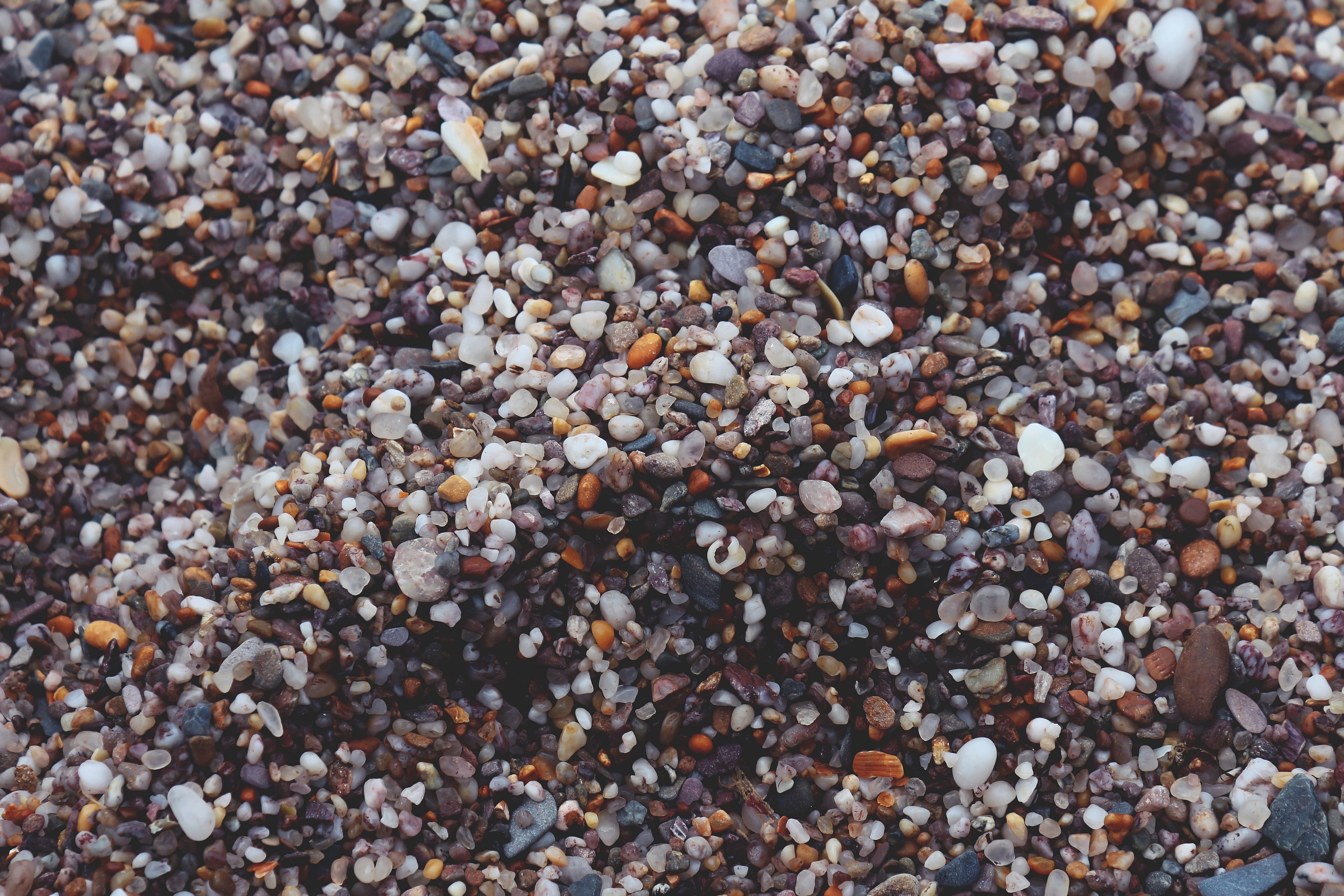 a top view of a large number of pebbles of various color shape and size, colorful shingle 4k, HD Wallpaper