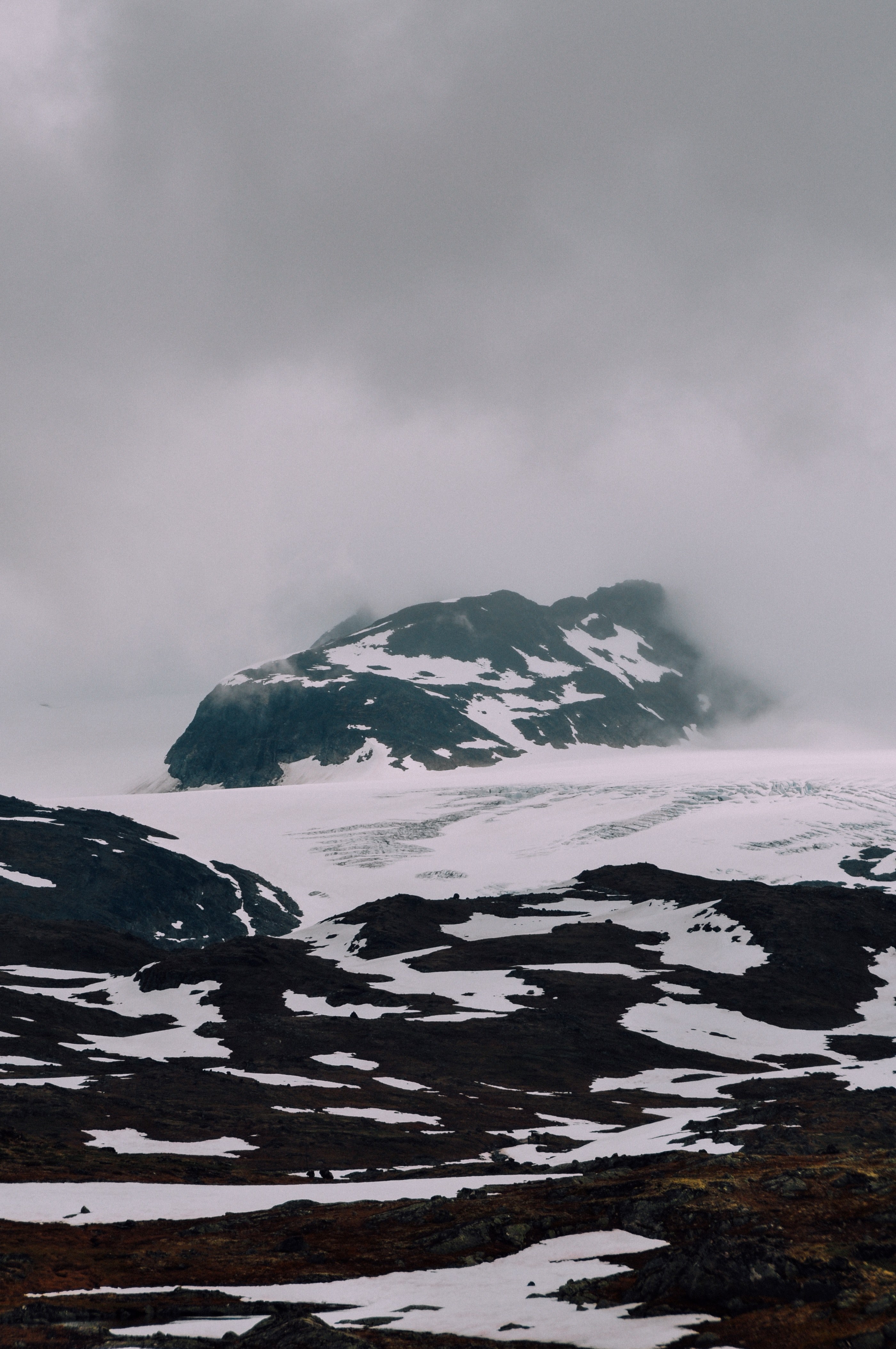 mountain cloud snow and overcast hd, 4k, Phone HD Wallpaper