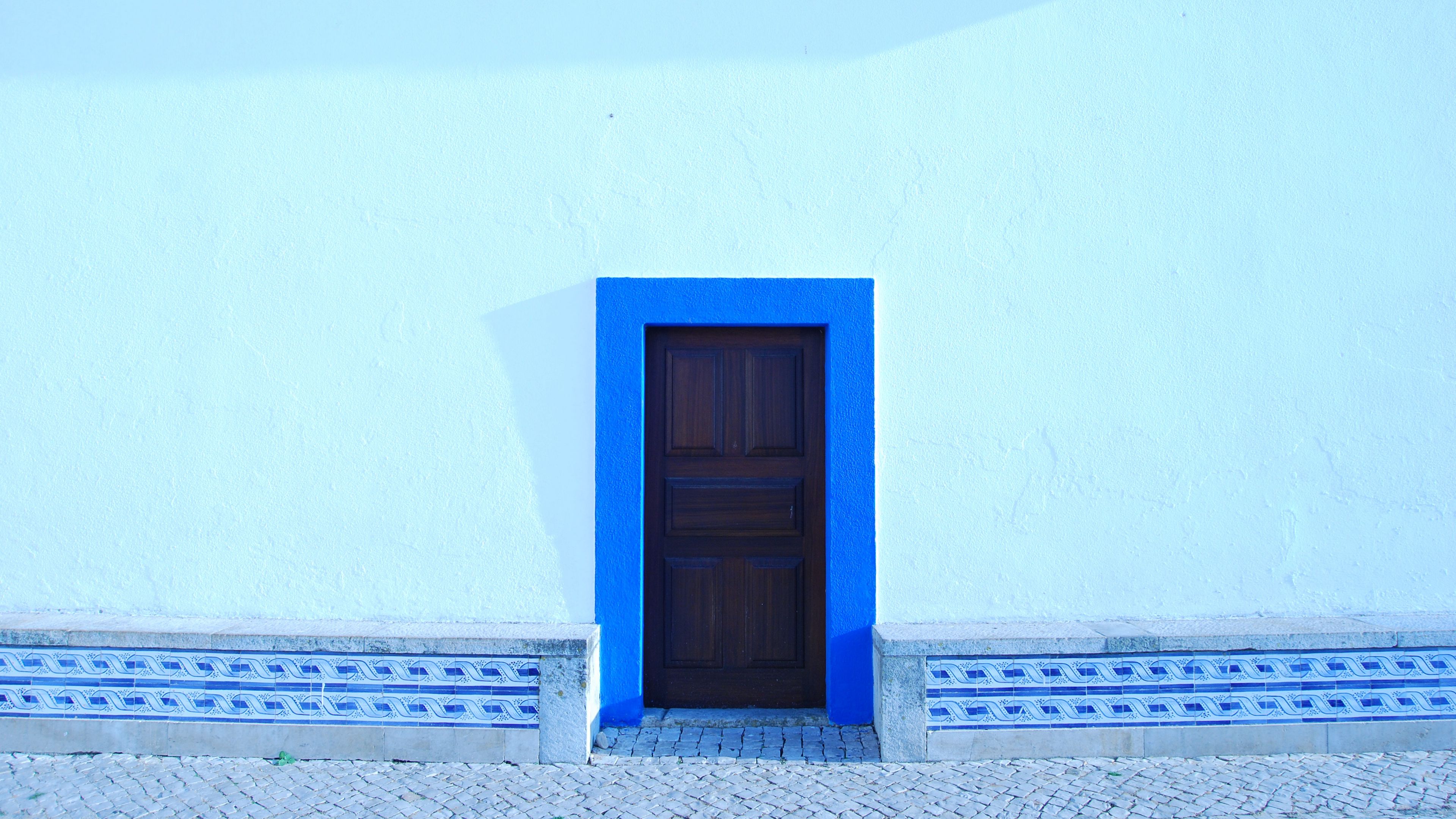 door, wall, building, entrance, 4k, HD Wallpaper