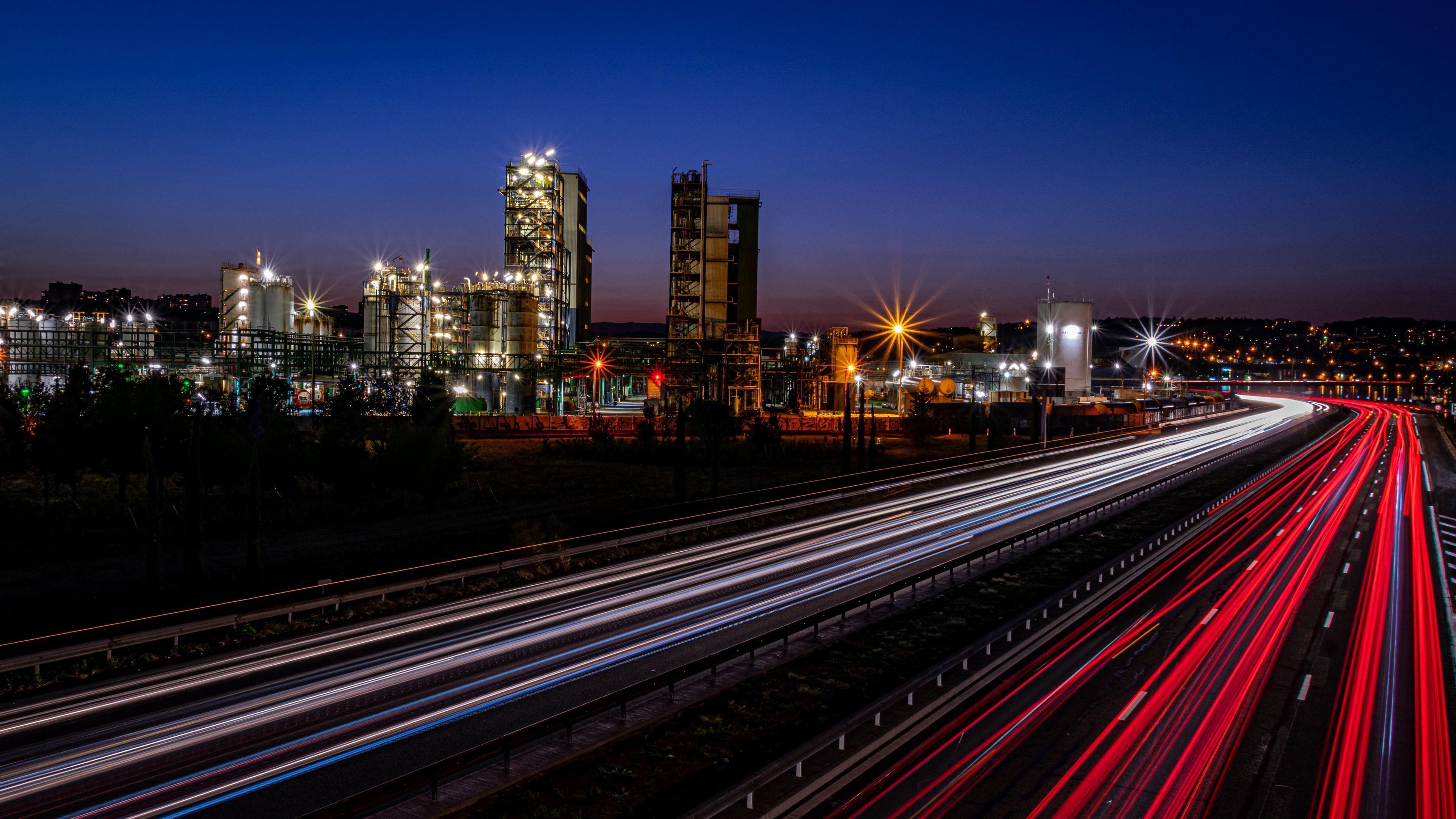 building, glow, night, lights, 4k, HD Wallpaper