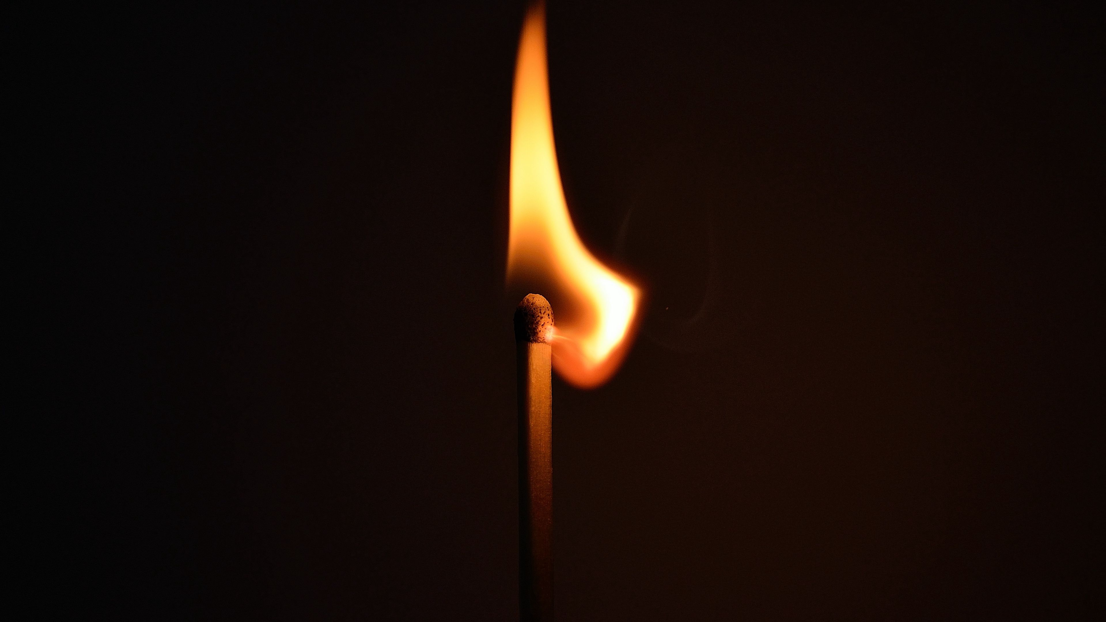 match, fire, sulfur, dark background, 4k, HD Wallpaper