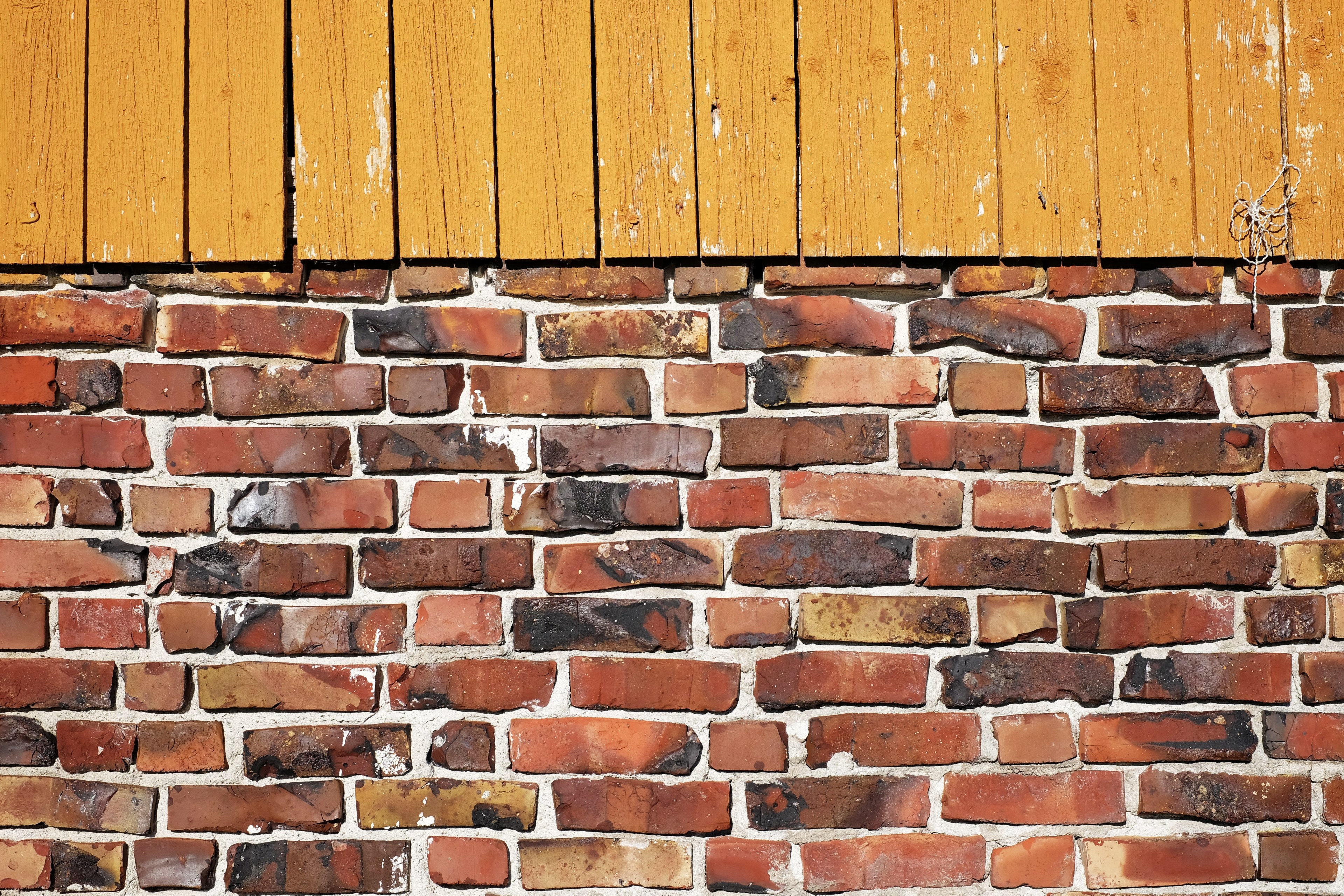 ochre brown brick and brick wall 4k, HD Wallpaper