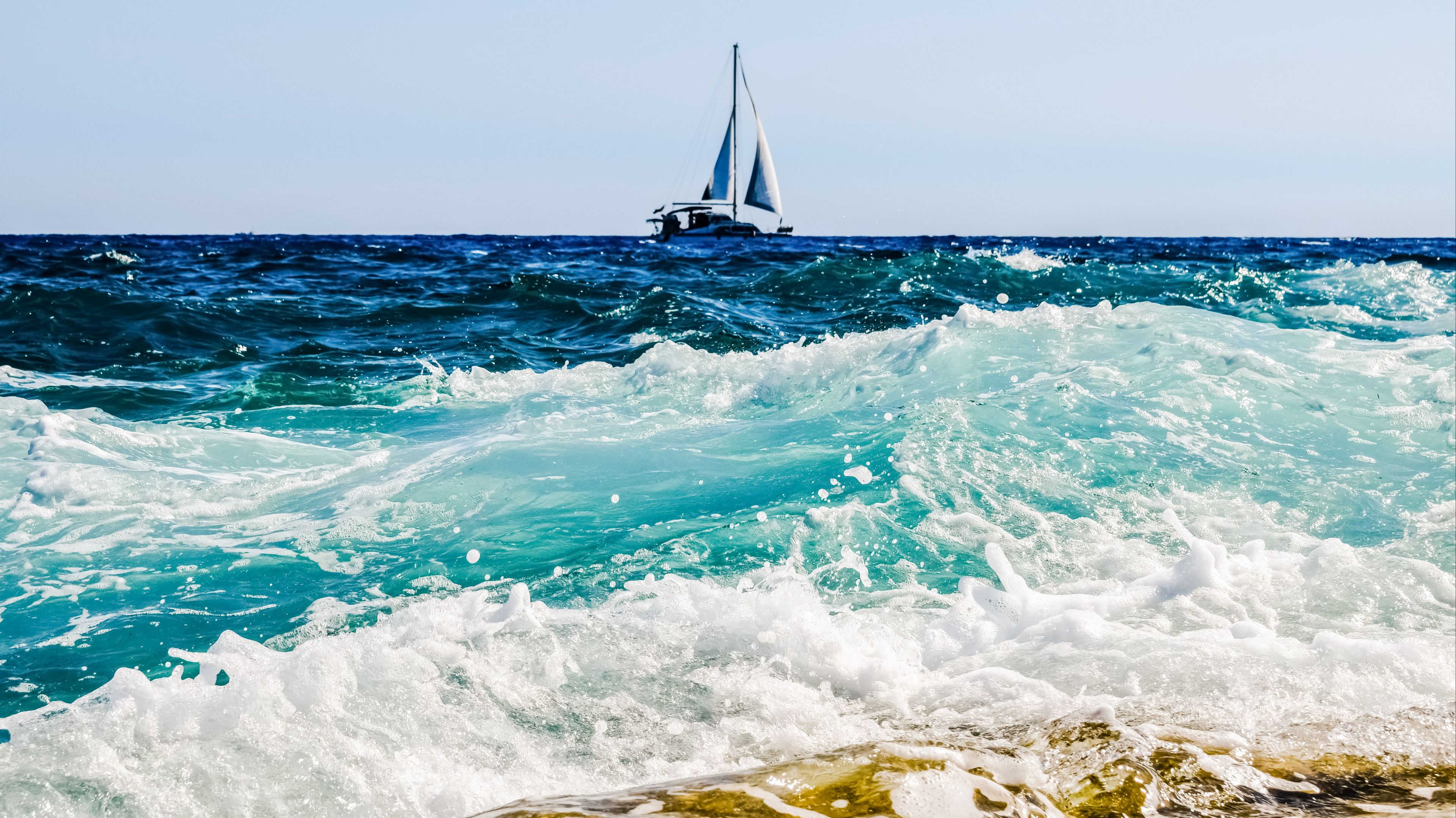 sea, boat, surf, foam, 4k, HD Wallpaper