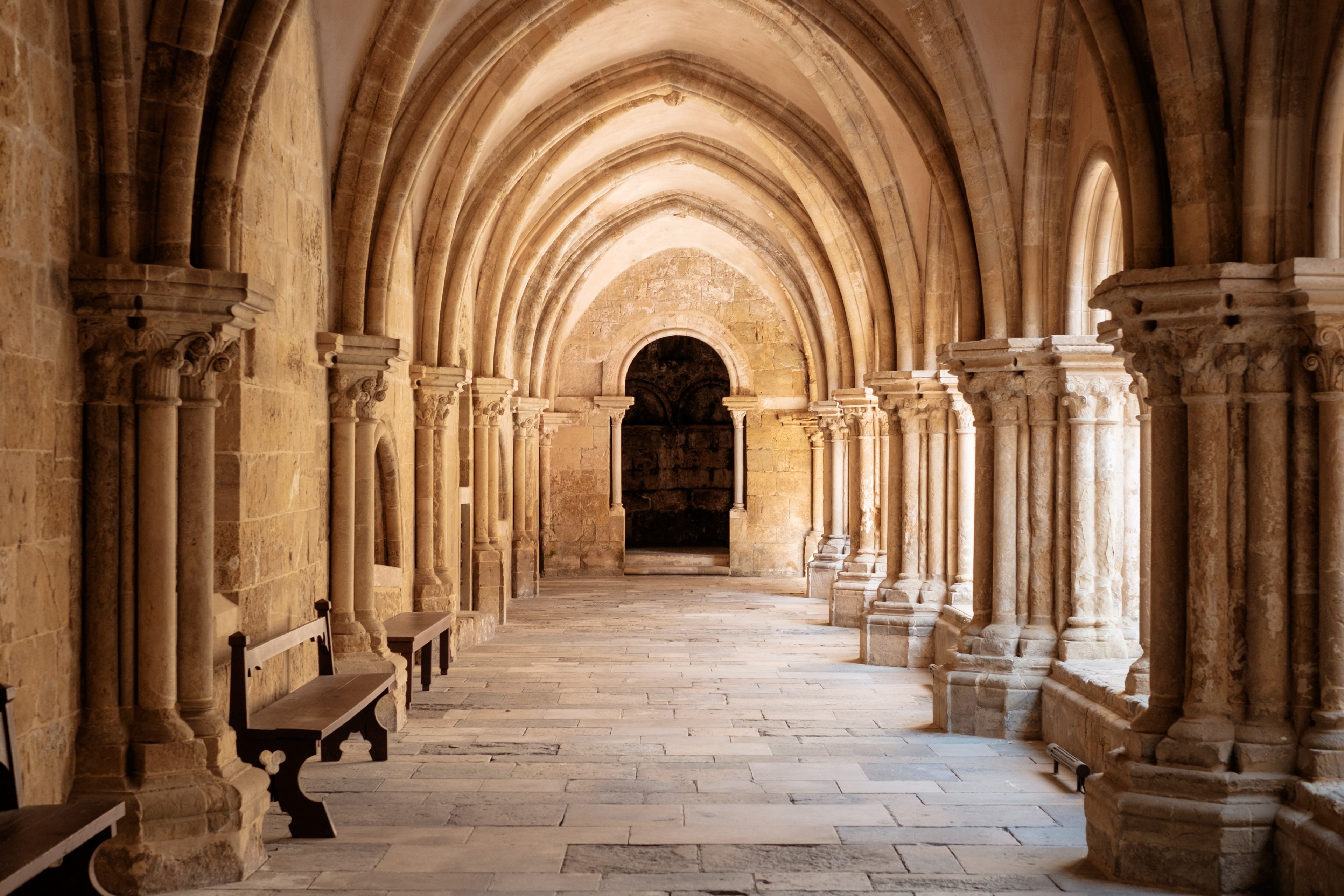 architecture church hallway and corridor 4k, HD Wallpaper