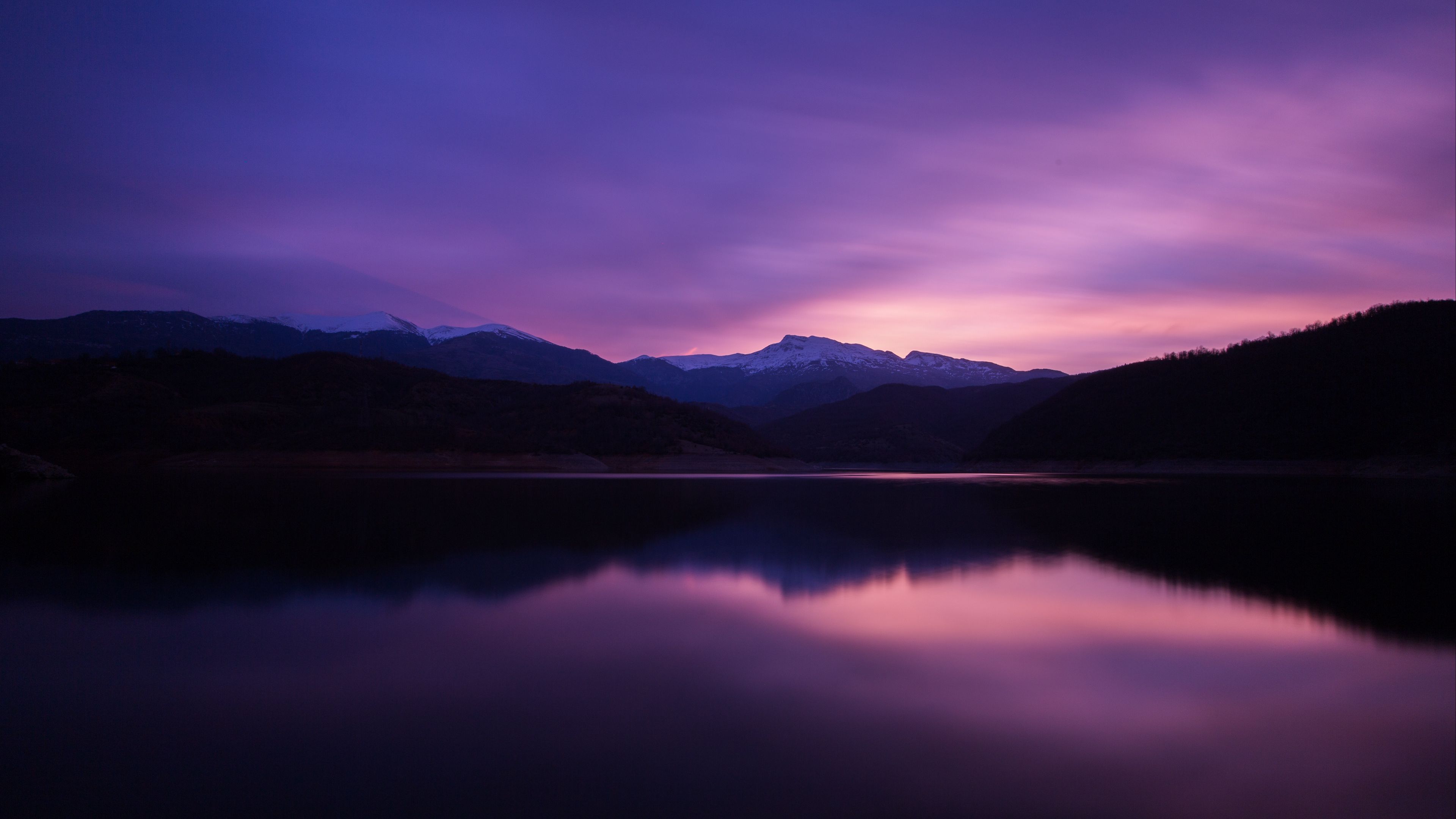 mountains, lake, night, reflection, 4k, HD Wallpaper