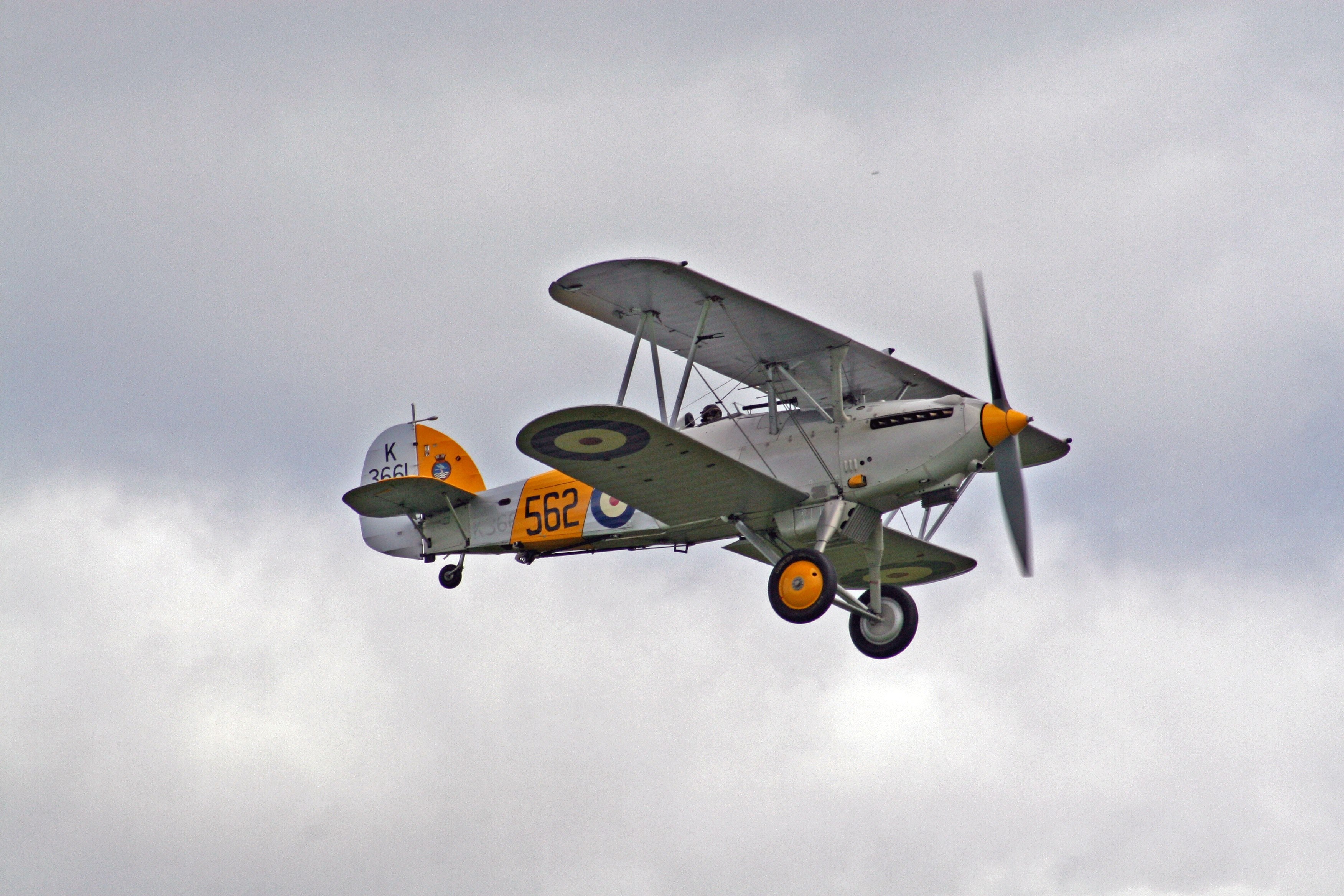gray and yellow vintage propeller war plane, _1930s fighter 4k, HD Wallpaper
