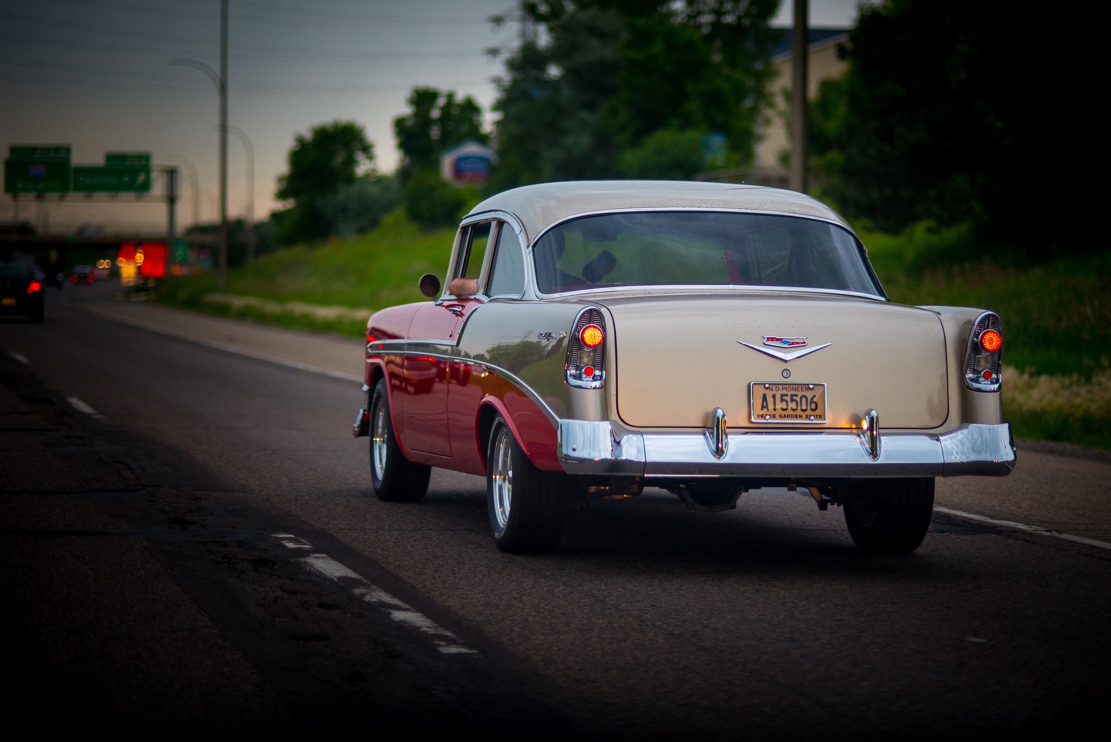 vehicle driving street and red and tan 4k, HD Wallpaper