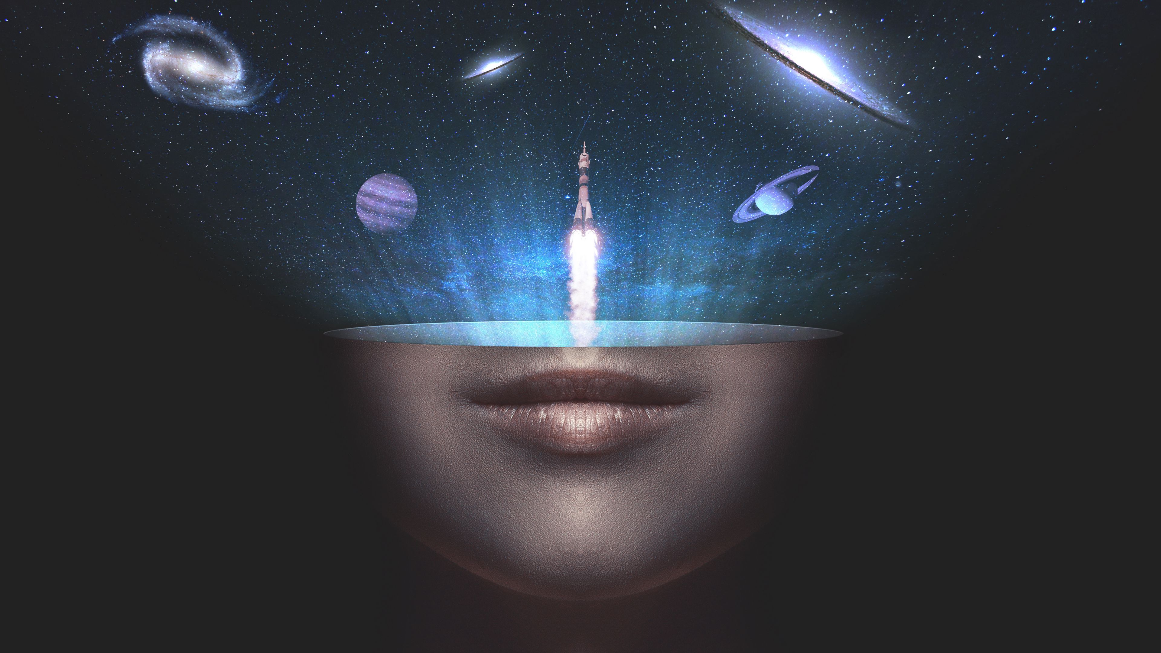 universe, space, face, rocket, 4k, HD Wallpaper