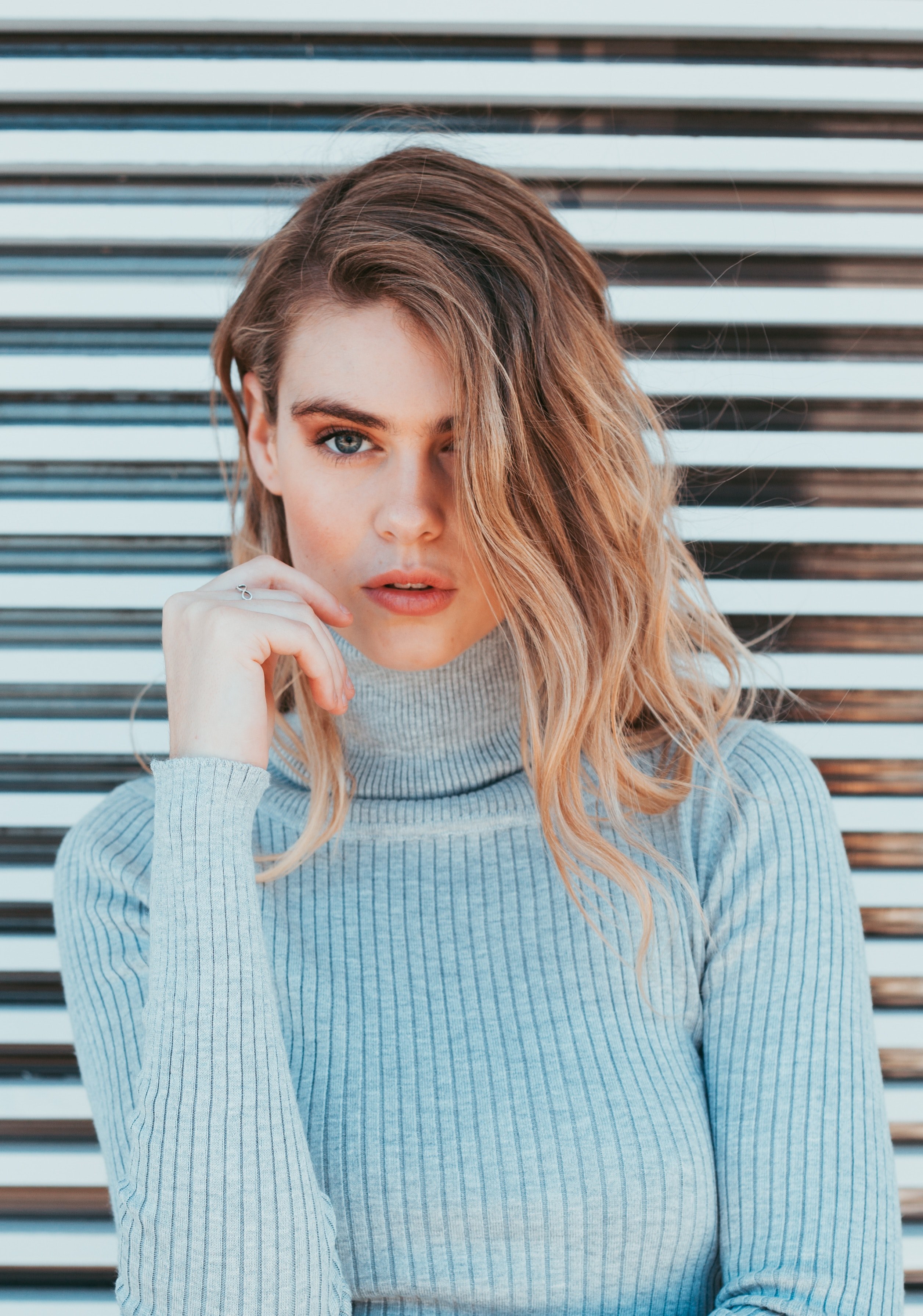 woman female polo neck and jumper hd, 4k, Phone HD Wallpaper