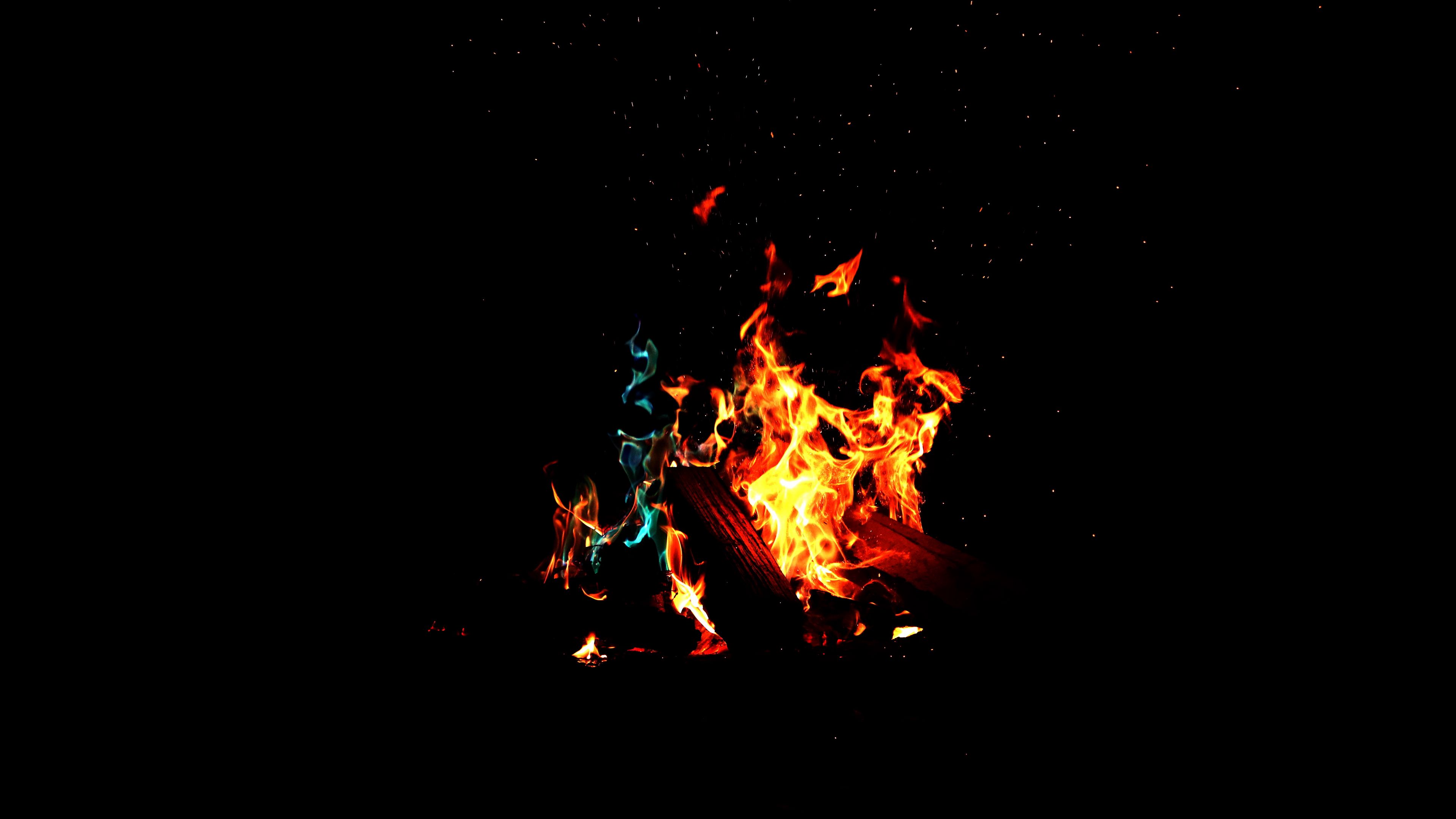 fire, flame, dark, 4k, HD Wallpaper