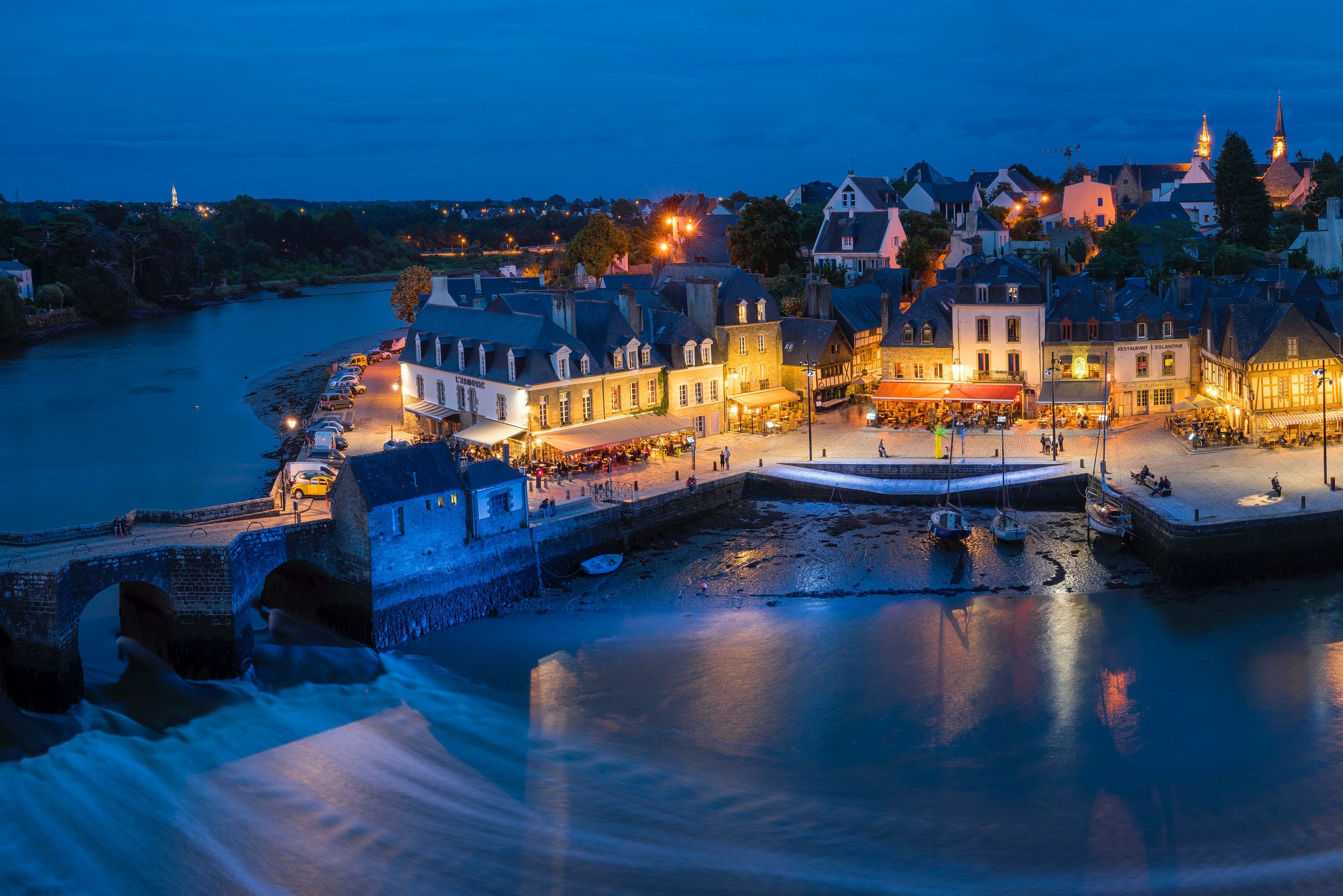 river port evening and night 4k, HD Wallpaper