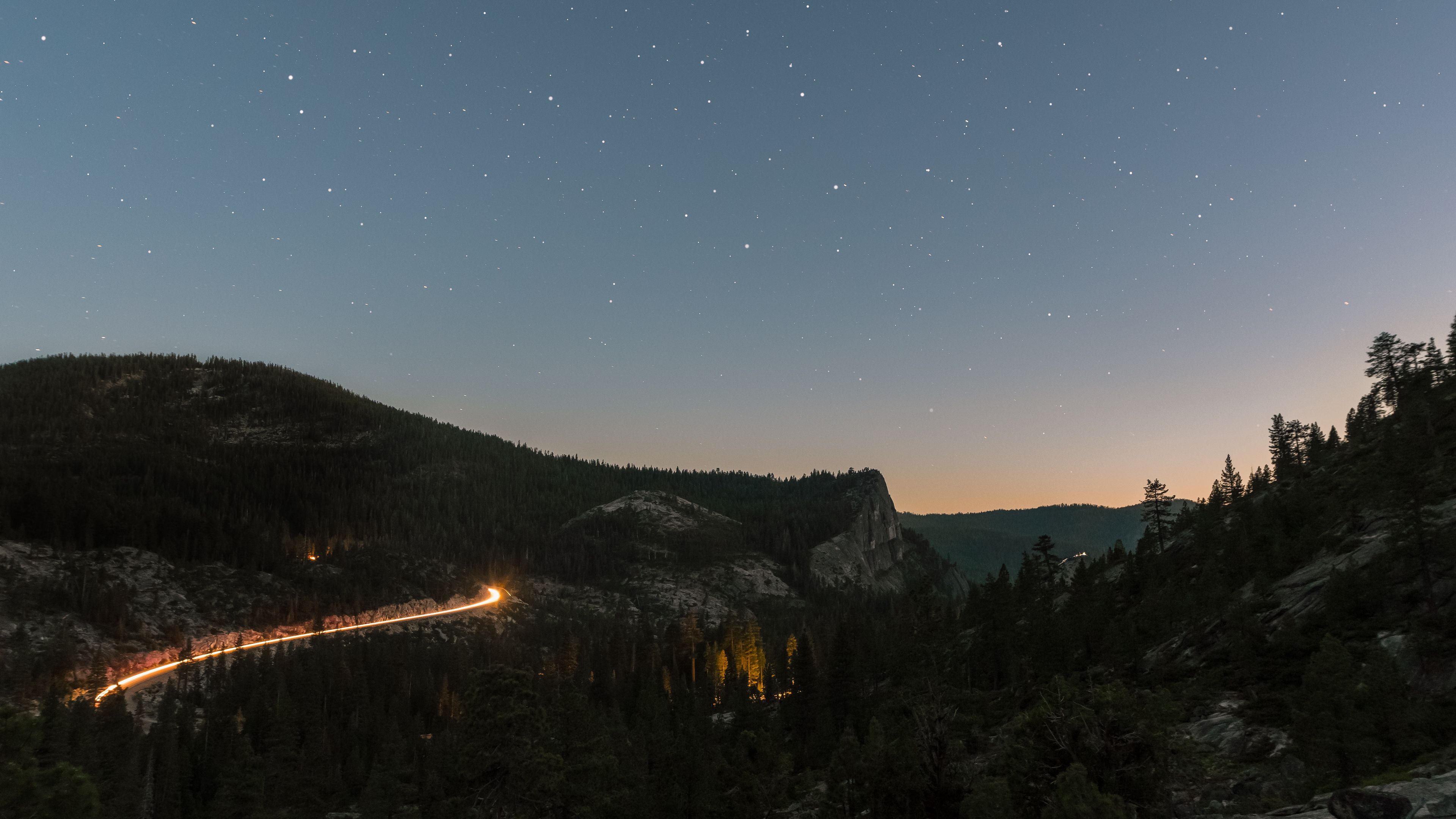 mountains, night, starry sky, stars, sky, top view, 4k, HD Wallpaper