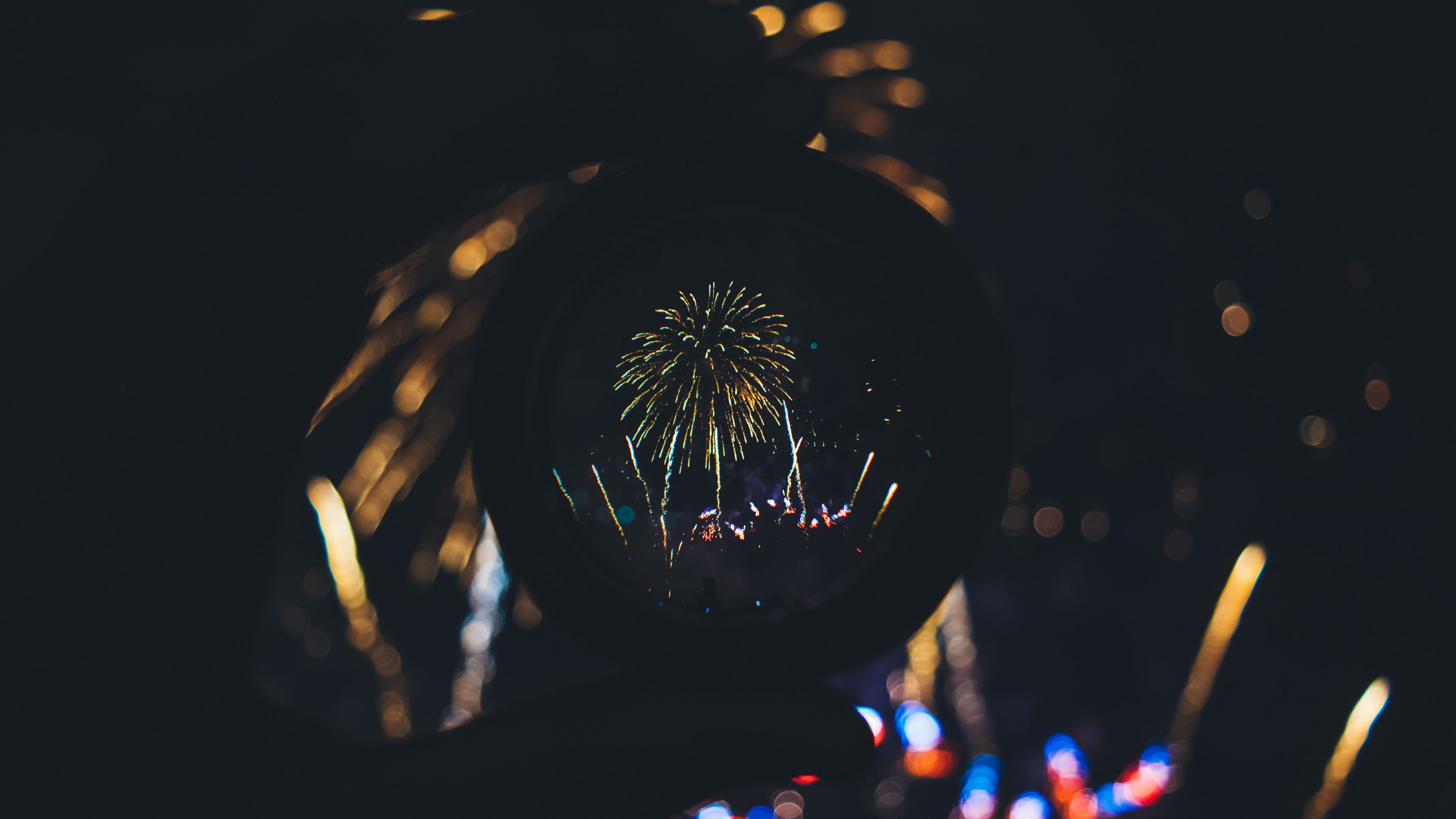 salute, fireworks, lens, holiday, 4k, HD Wallpaper