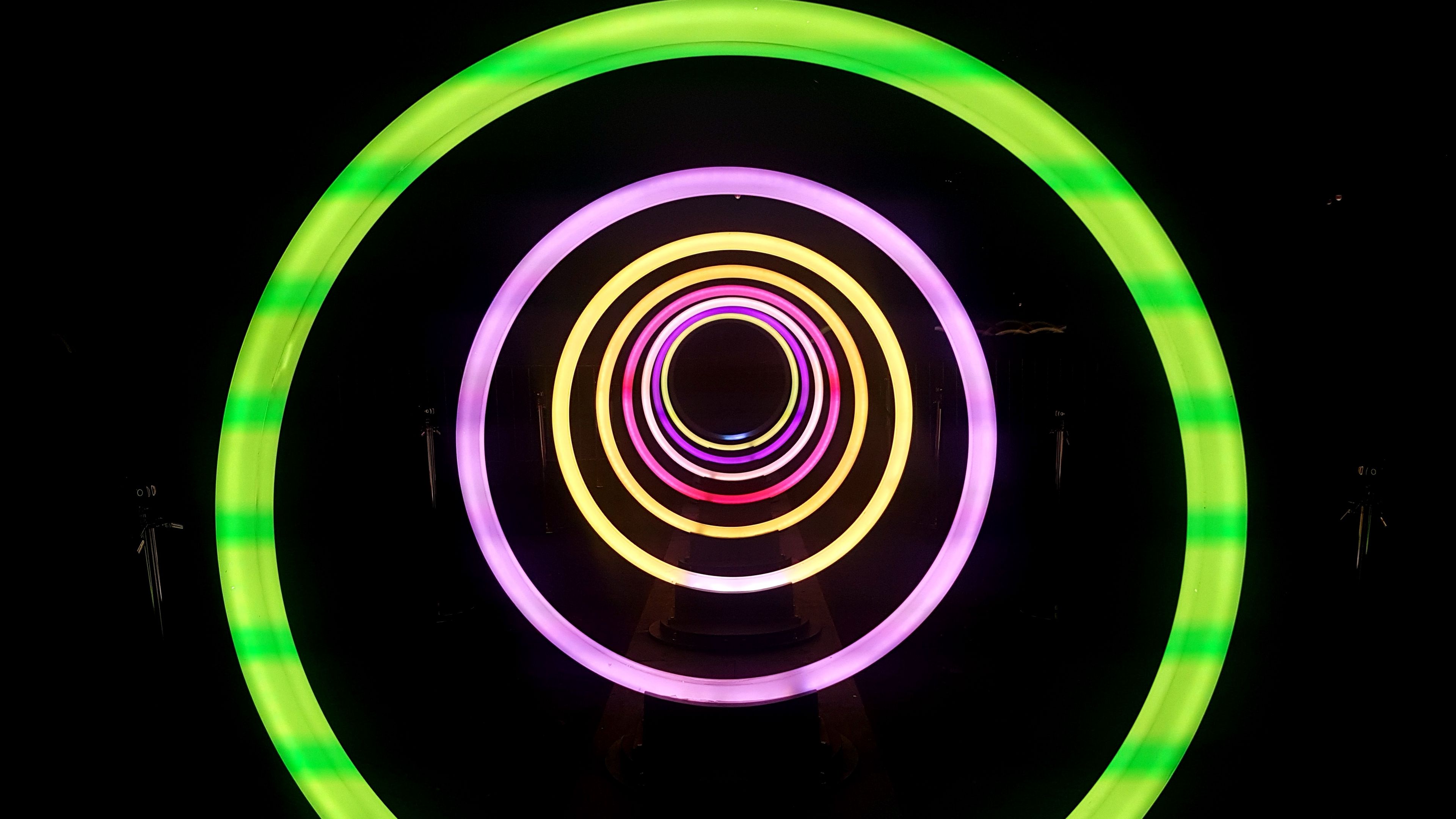 circles, neon, light, 4k, HD Wallpaper