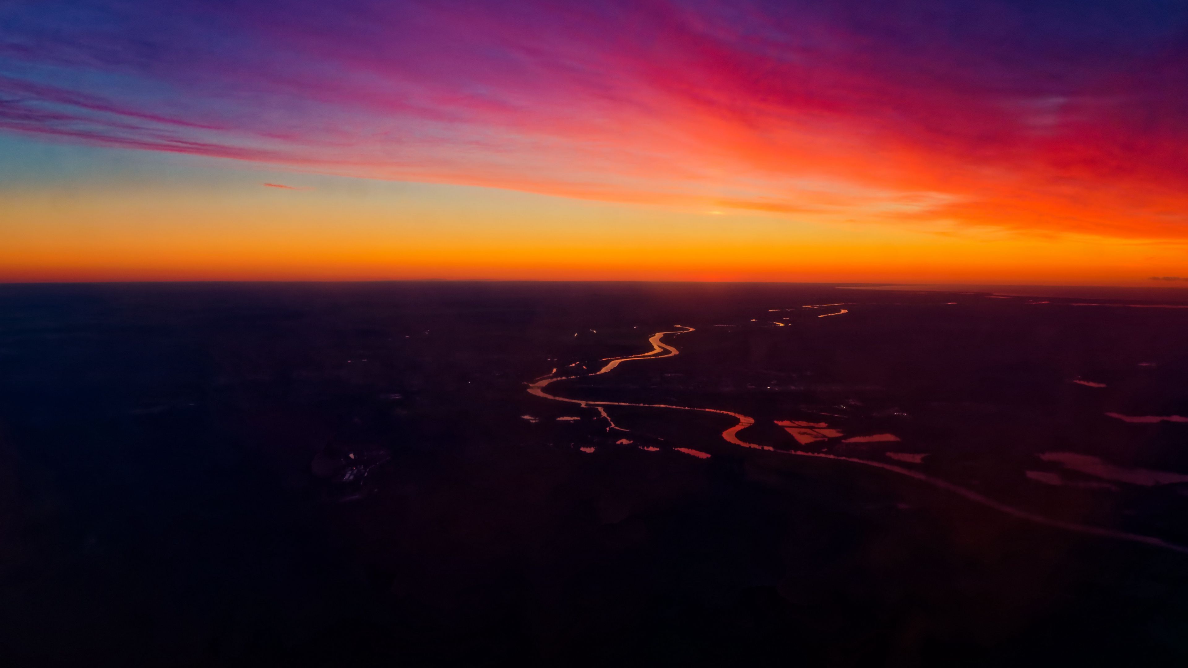 sunset, sky, horizon, 4k, HD Wallpaper