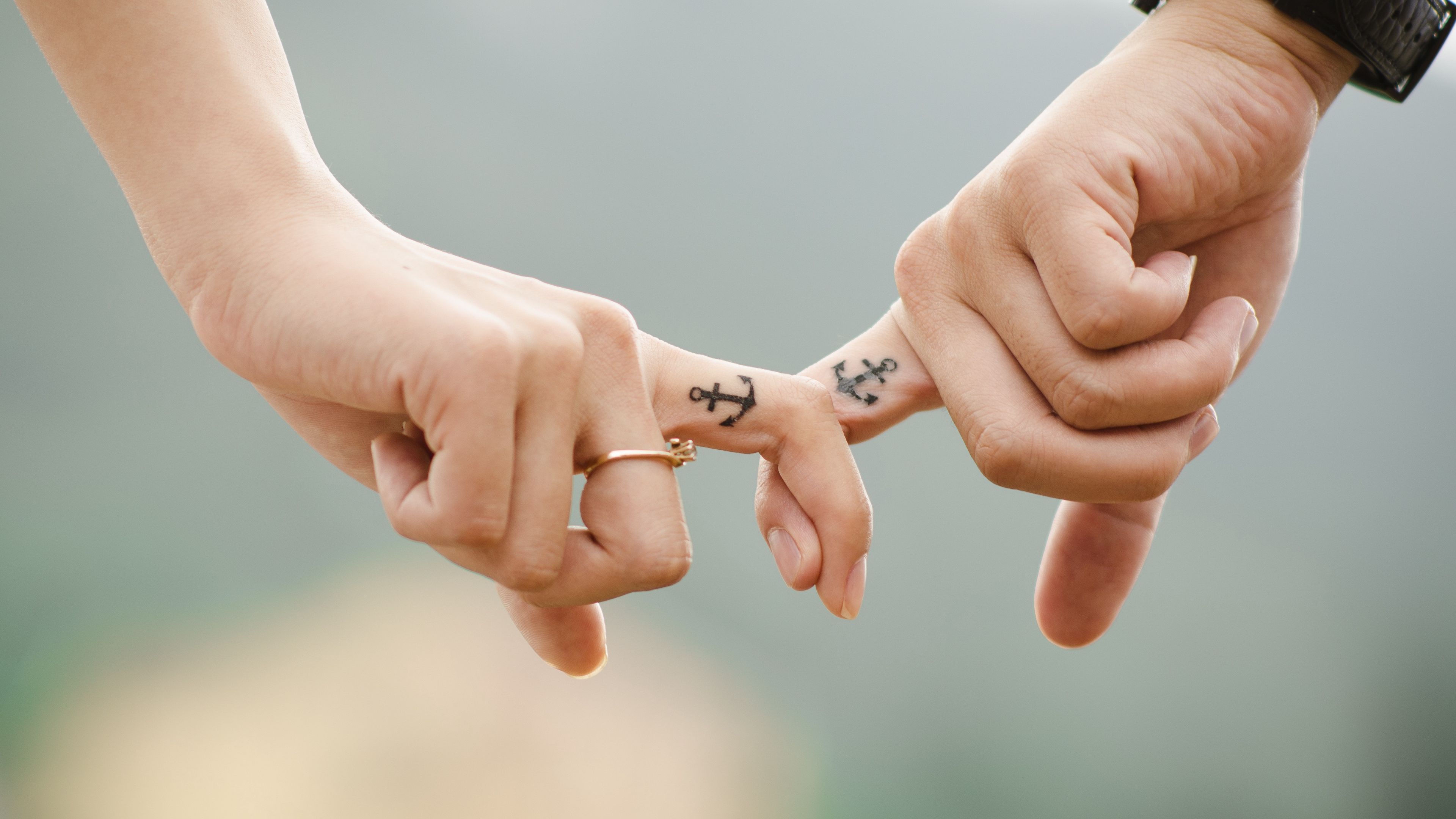 love, hands, romance, tattoos, couple, anchor, 4k, HD Wallpaper