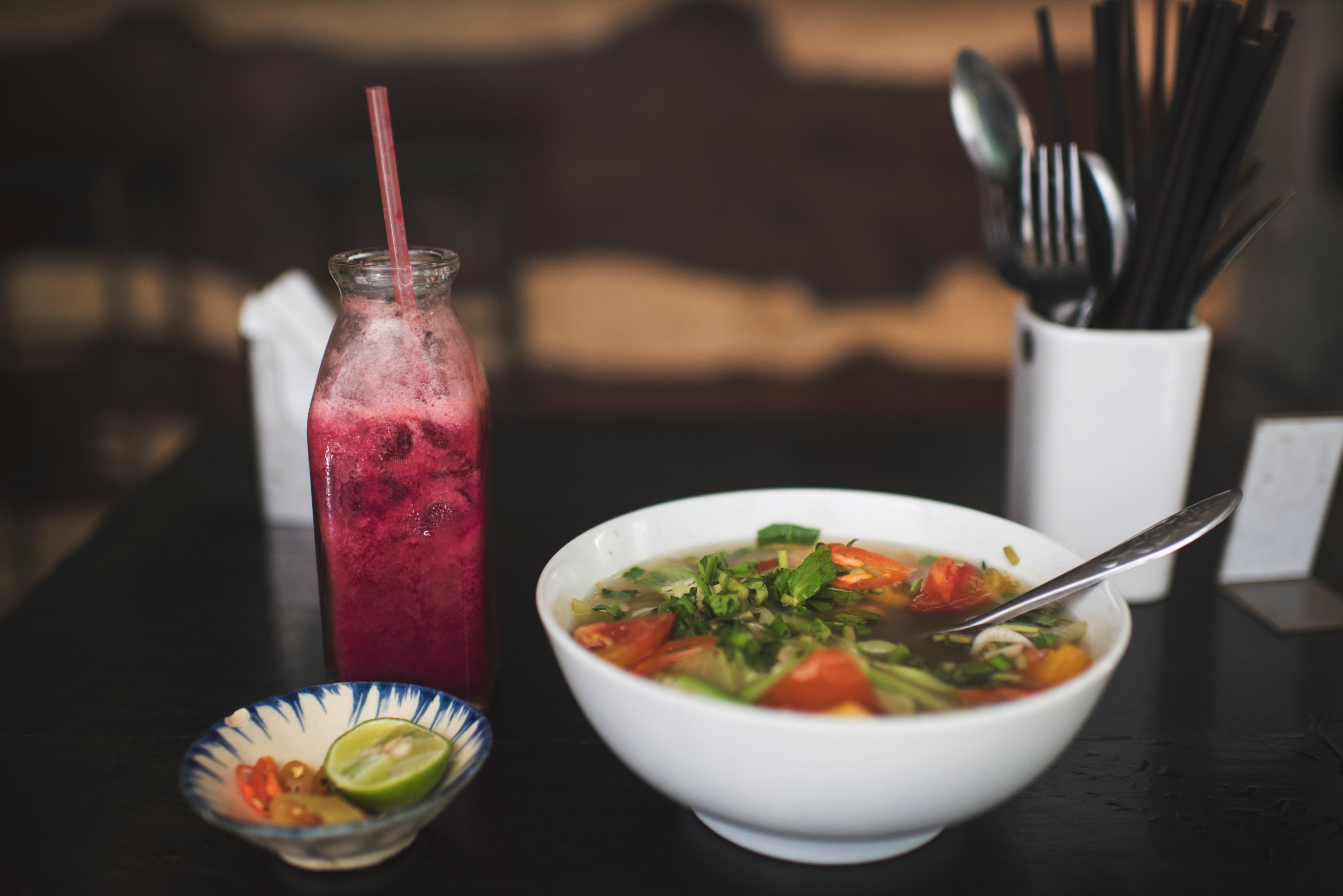 vegetarian bowl of soup in saigon vietnam 4k, HD Wallpaper