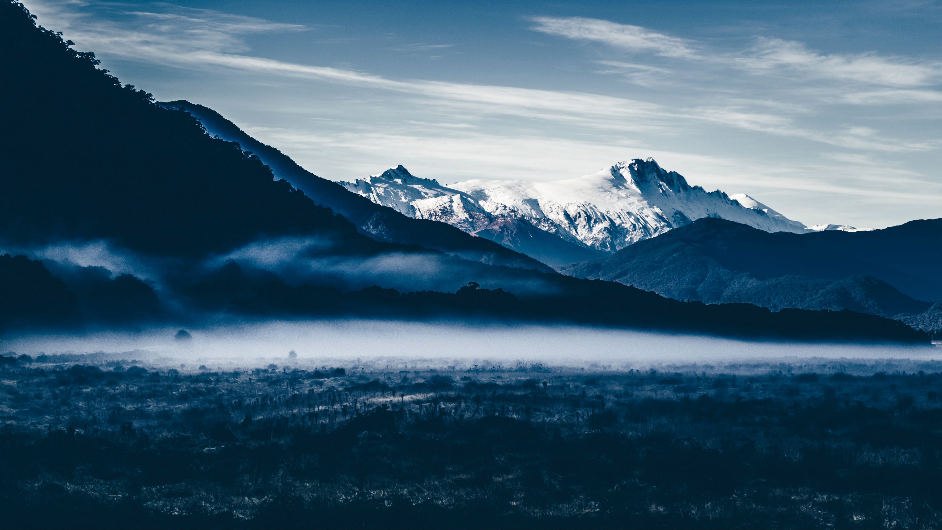 mountains, fog, sky, 4k, HD Wallpaper