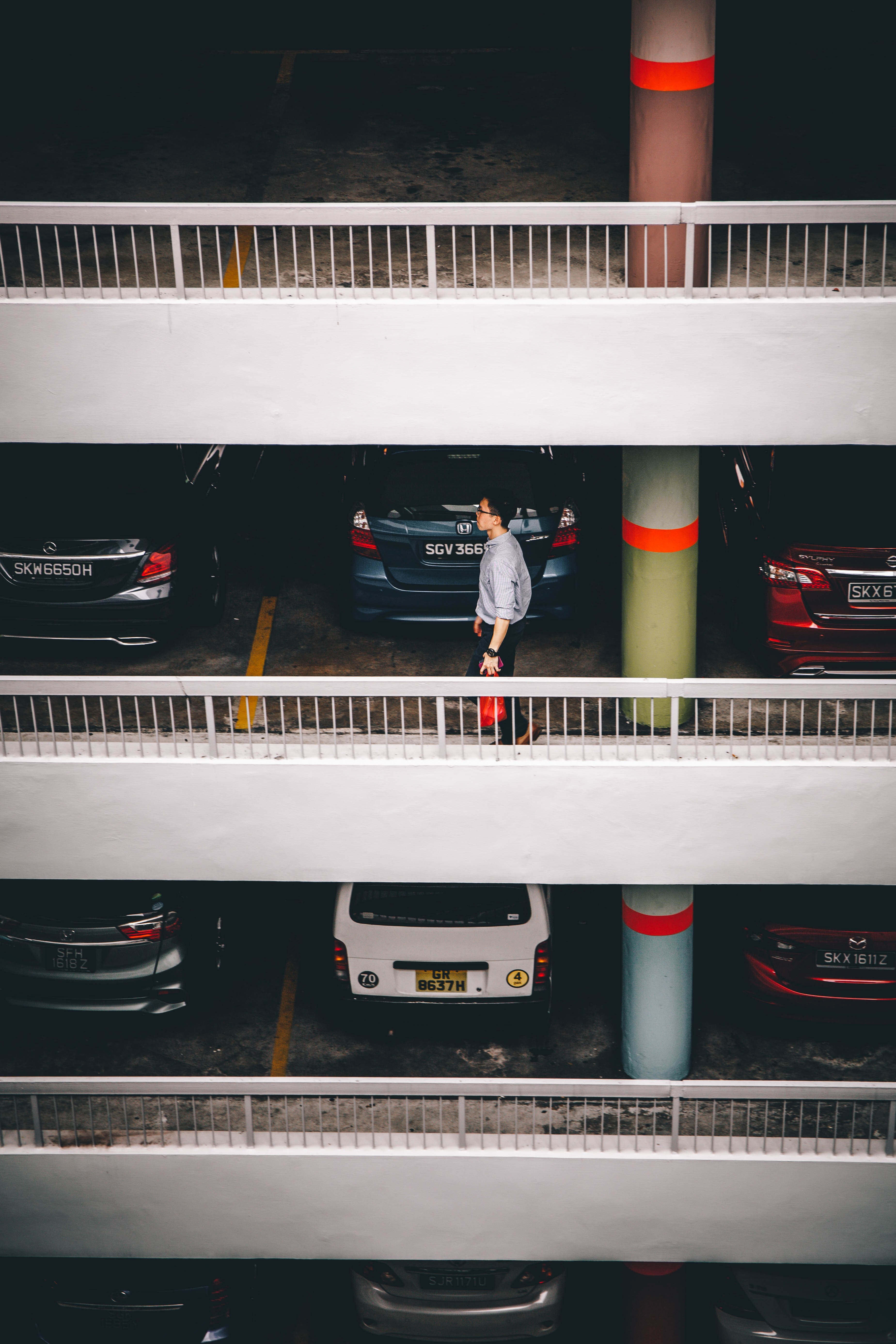 car park parking lot car and man hd, 4k, Phone HD Wallpaper