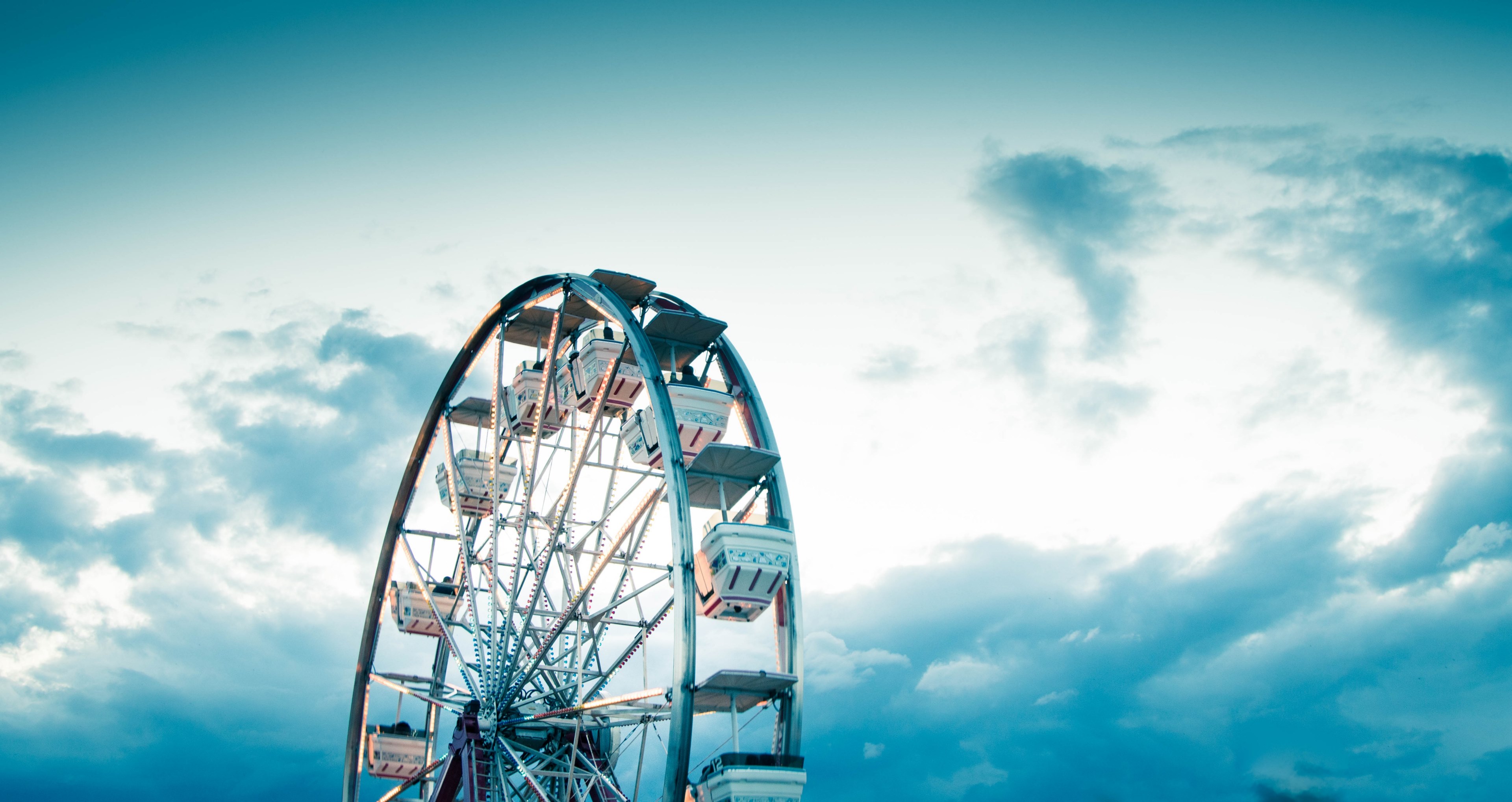 cloud sky ferris wheel and fair 4k, HD Wallpaper