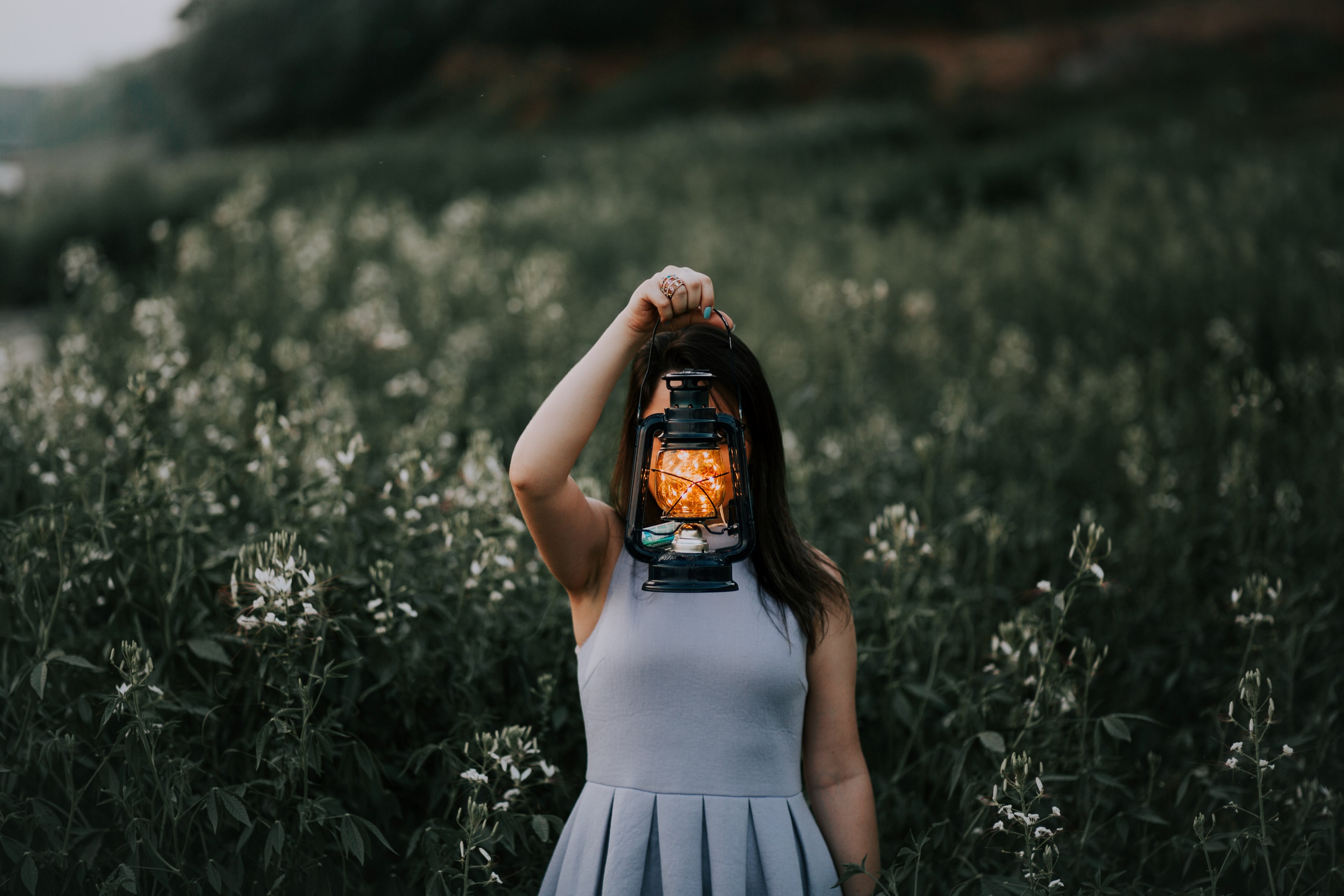 woman female lantern and lights 4k, HD Wallpaper