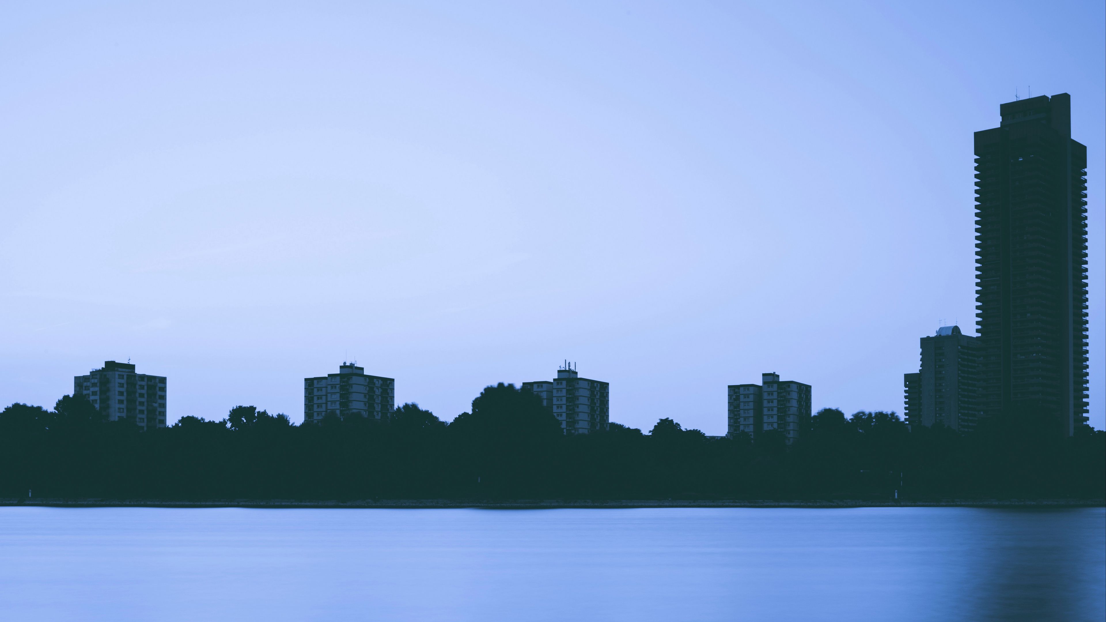 city, river, evening, buildings, 4k, HD Wallpaper