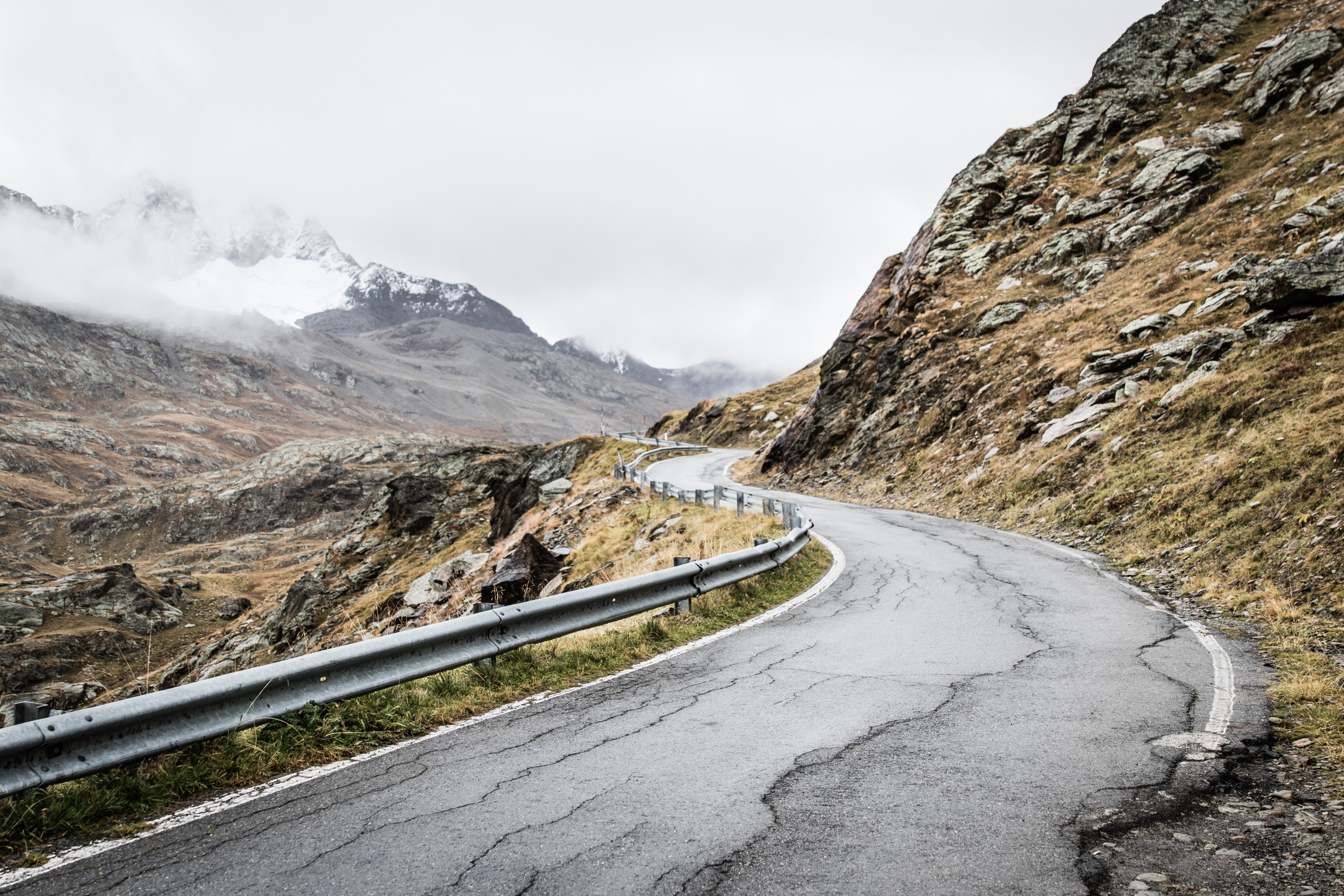 rural country road winds around a rocky mountainside, old mountain road 4k, HD Wallpaper