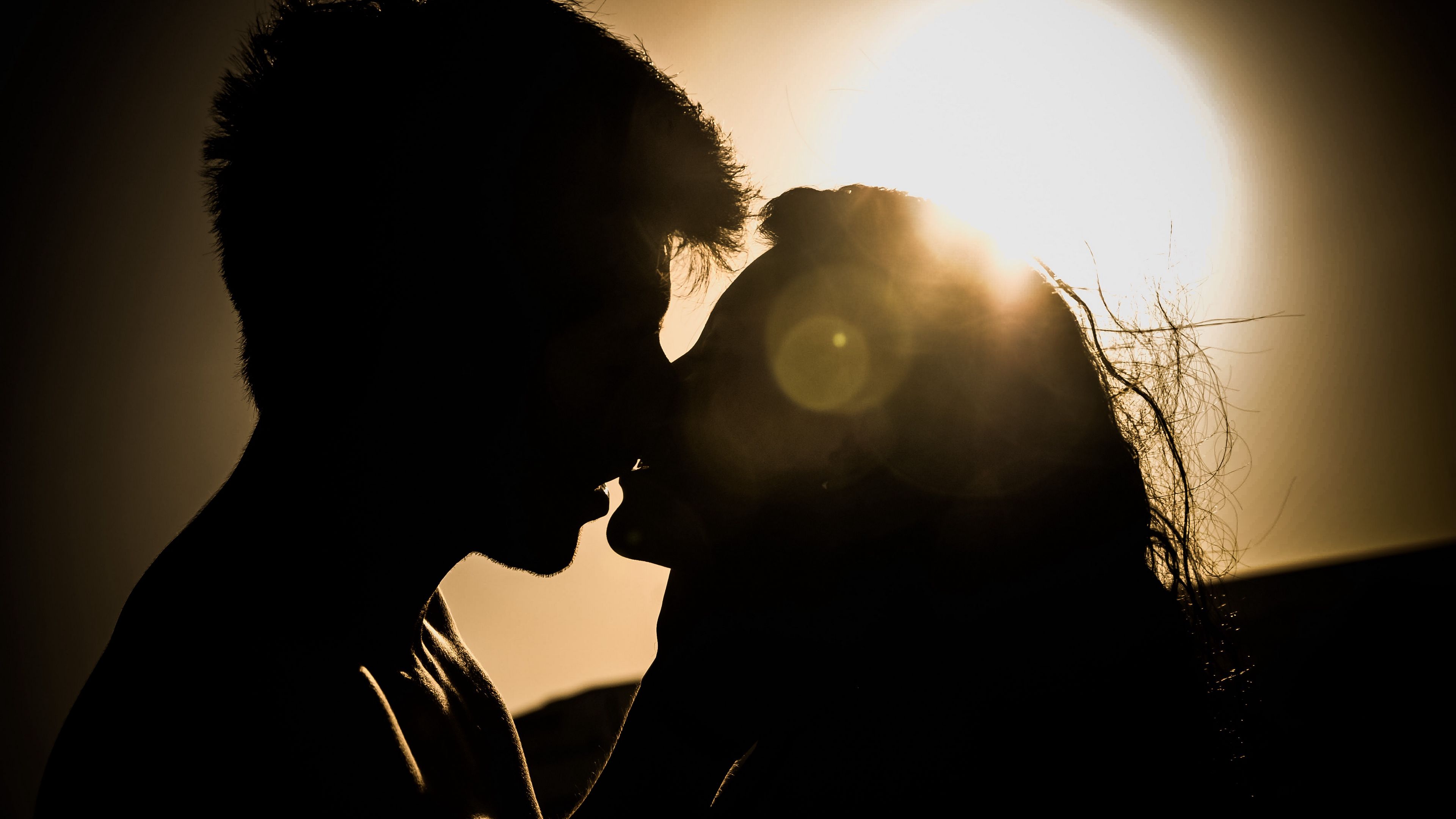 kiss, love, romance, tenderness, 4k, HD Wallpaper