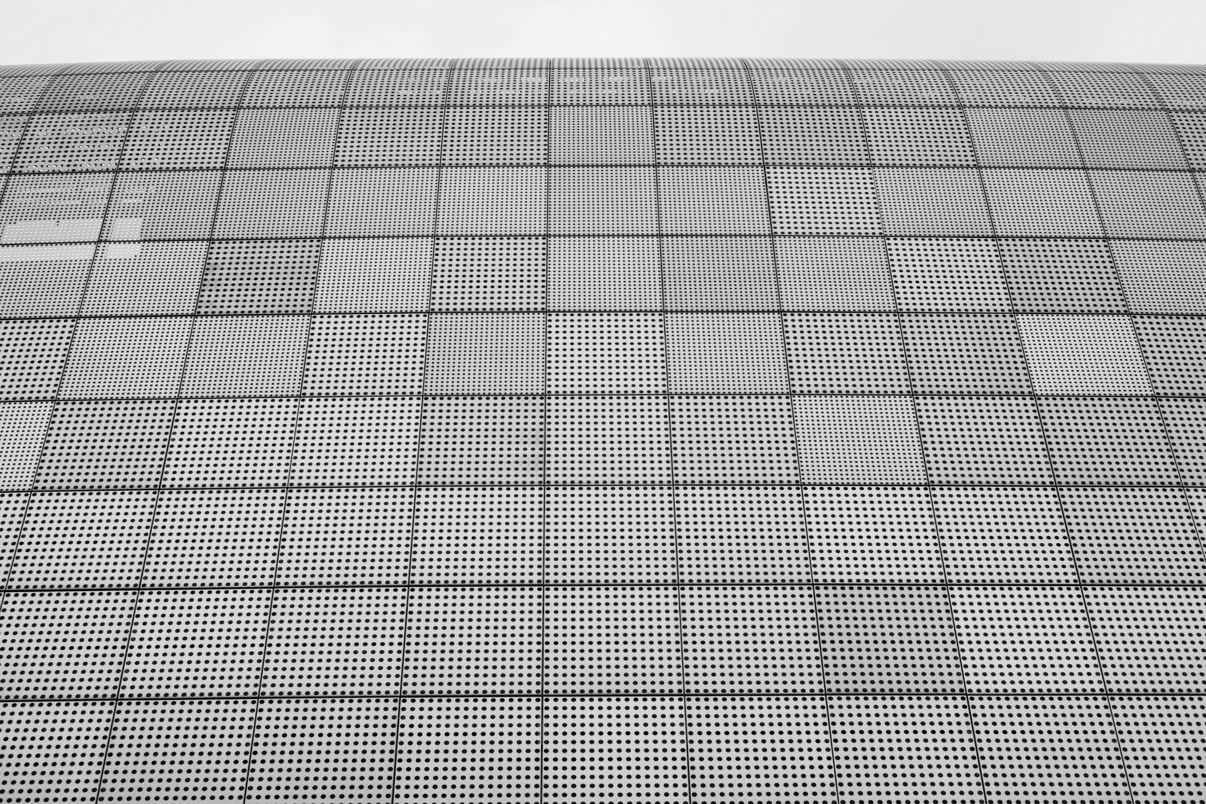 black and white shot of geometric square tile pattern in katowice, monochrome tile pattern 4k, HD Wallpaper