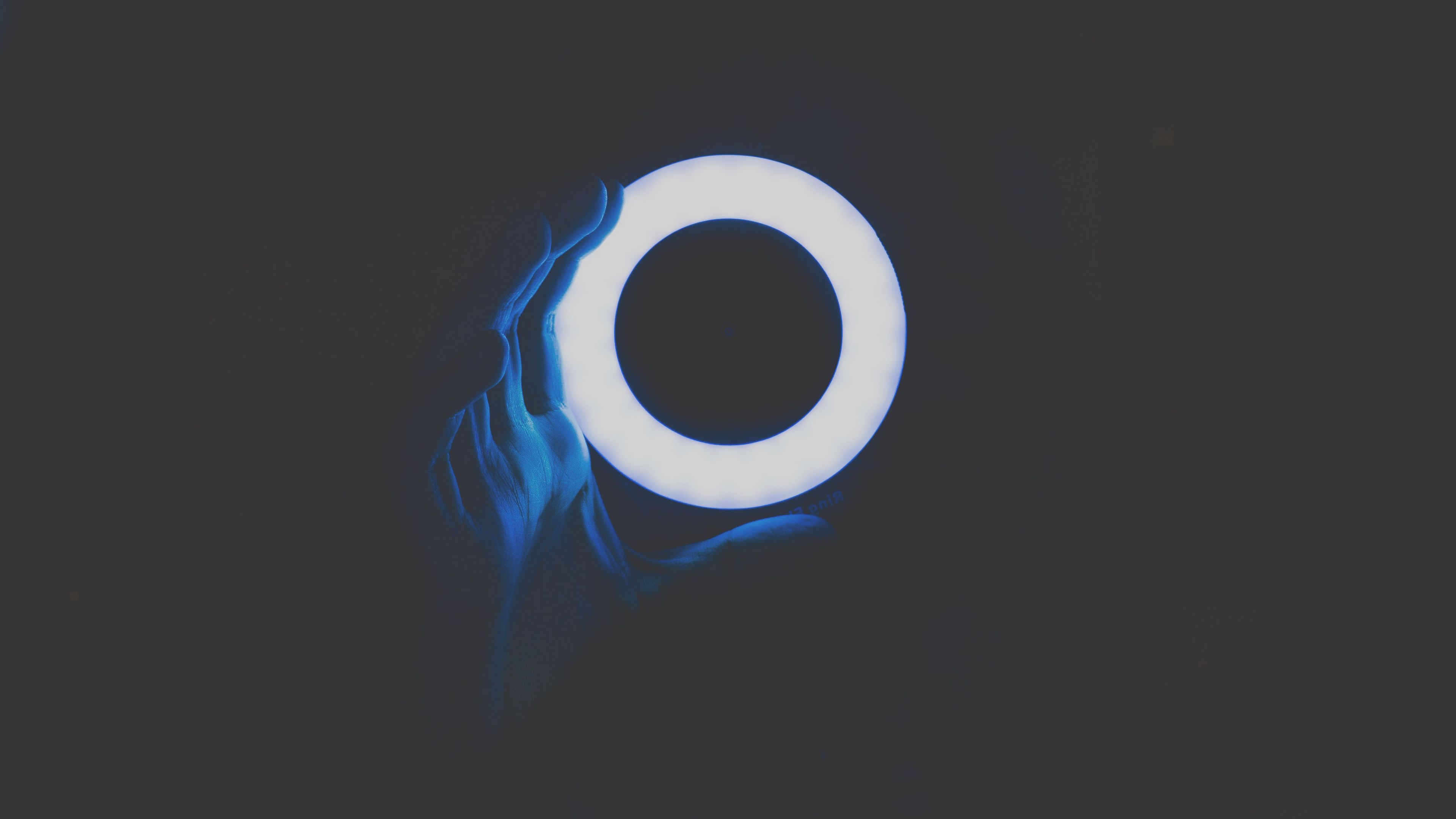circle, hand, light, neon, 4k, HD Wallpaper