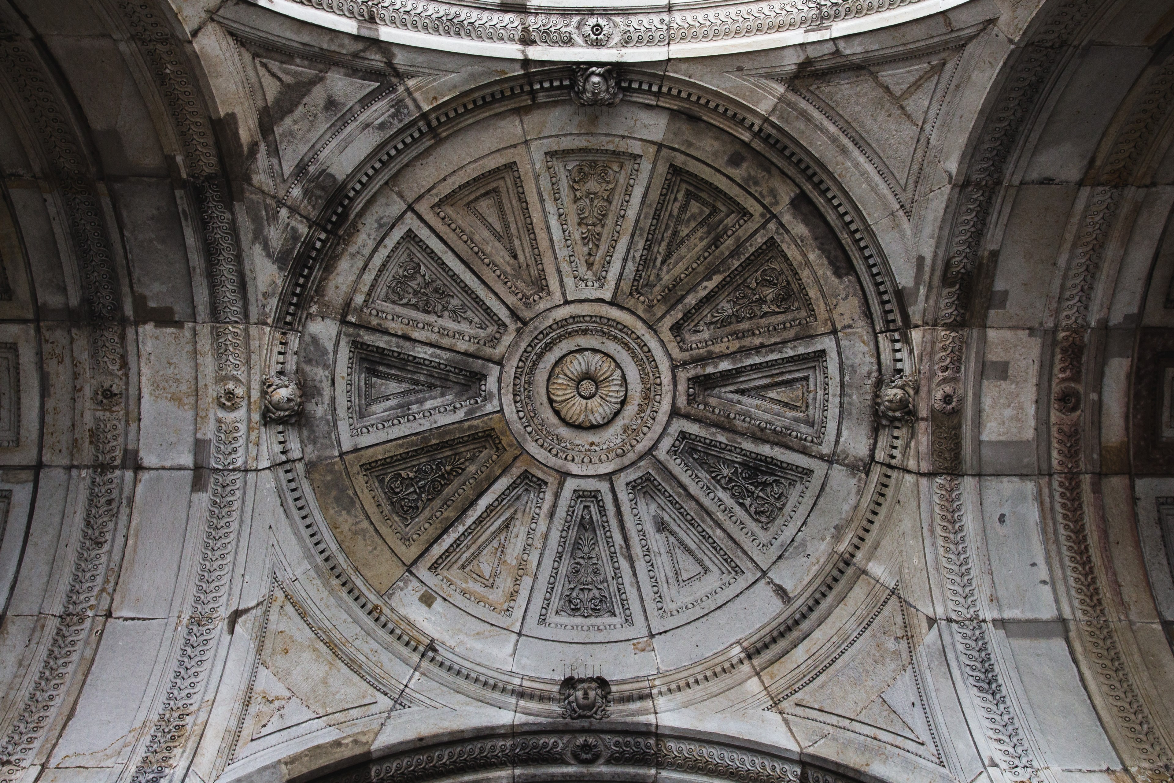 ceiling baroque dome and circle 4k, HD Wallpaper