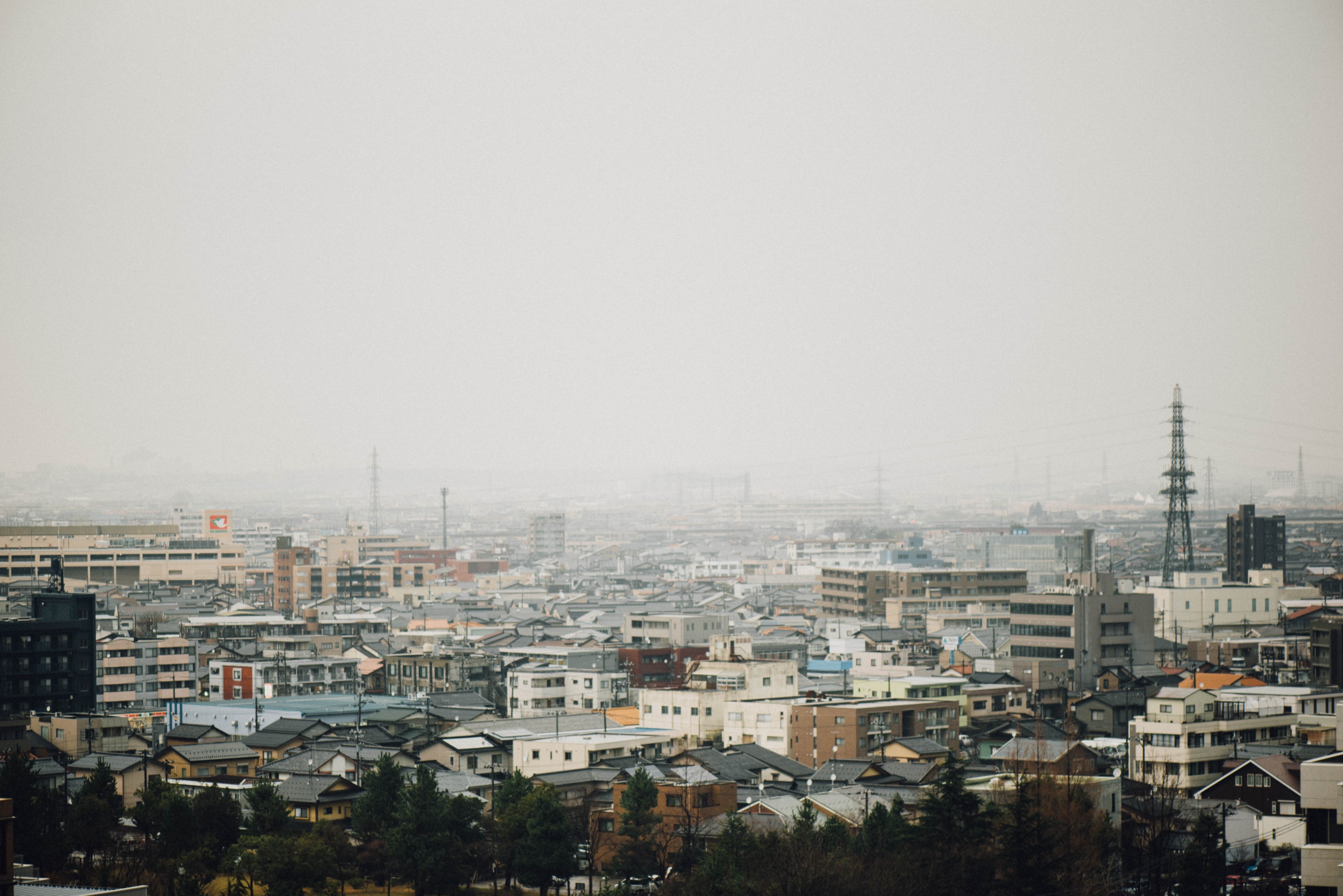 a residential neighborhood on a foggy day, residential district in fog 4k, HD Wallpaper