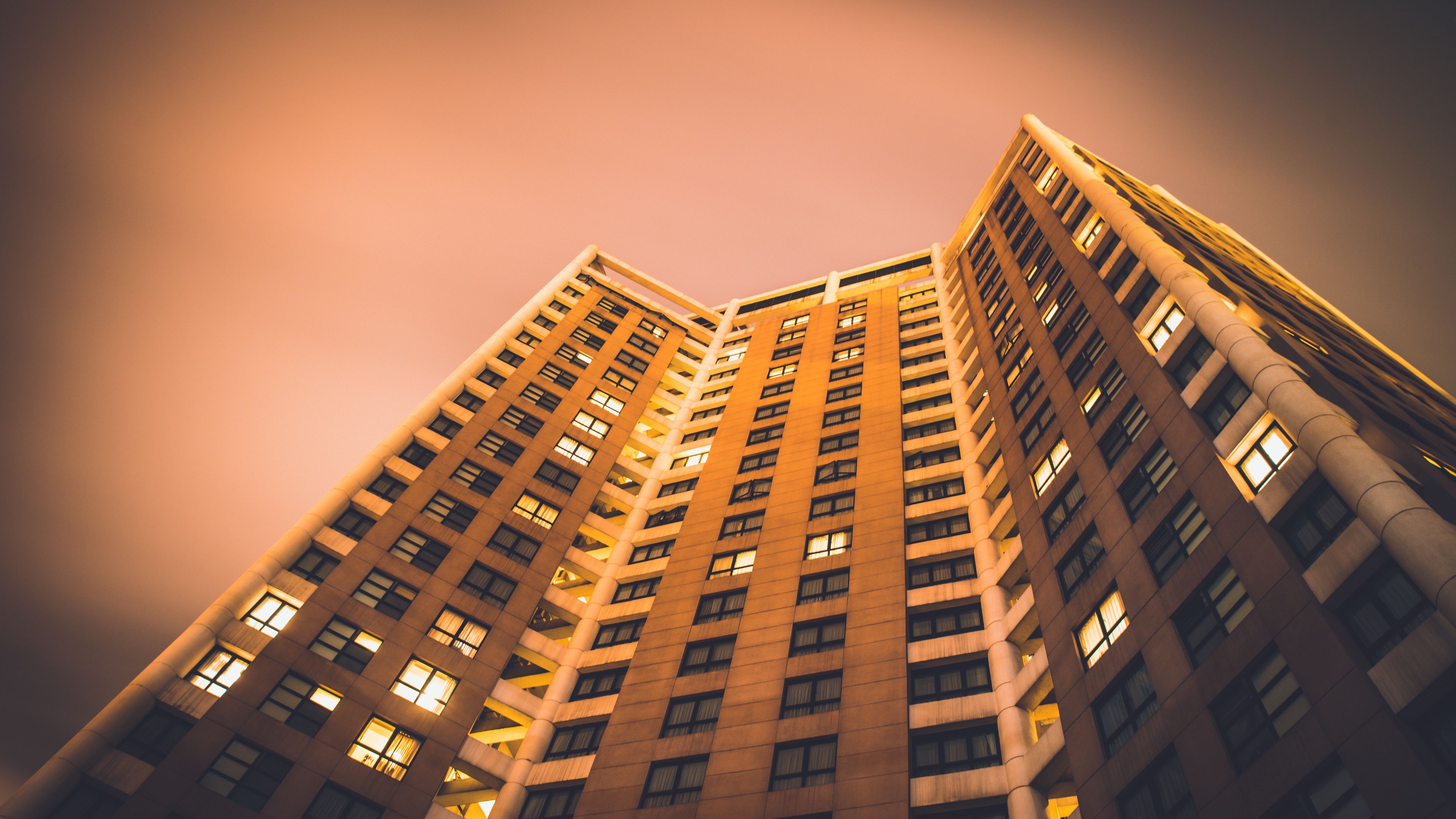 building, facade, bottom view, 4k, HD Wallpaper