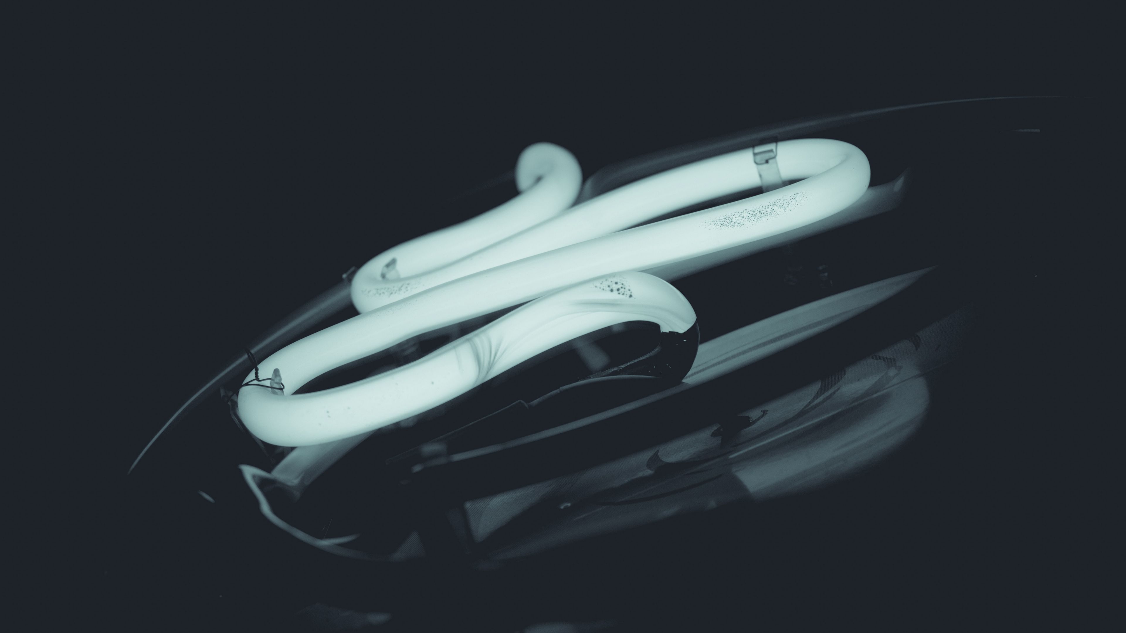 lamp, lighting, spiral, bw, 4k, HD Wallpaper