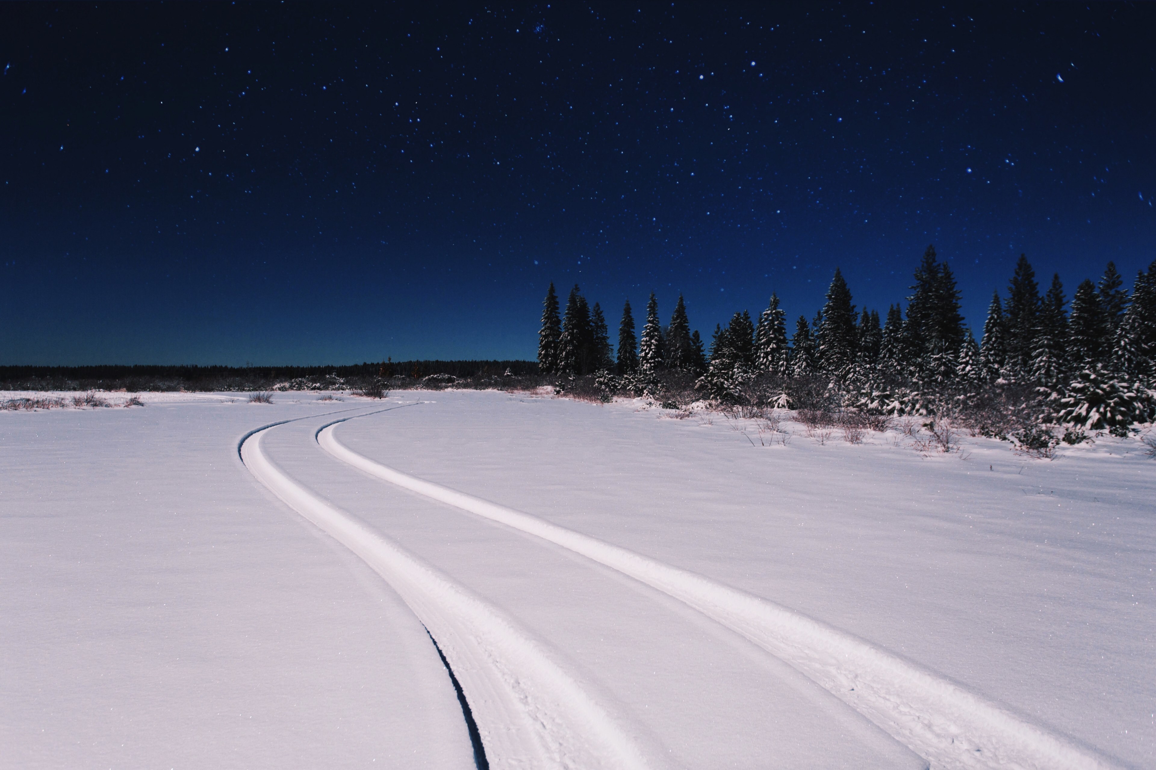 star tire track slow shutter and night 4k, HD Wallpaper