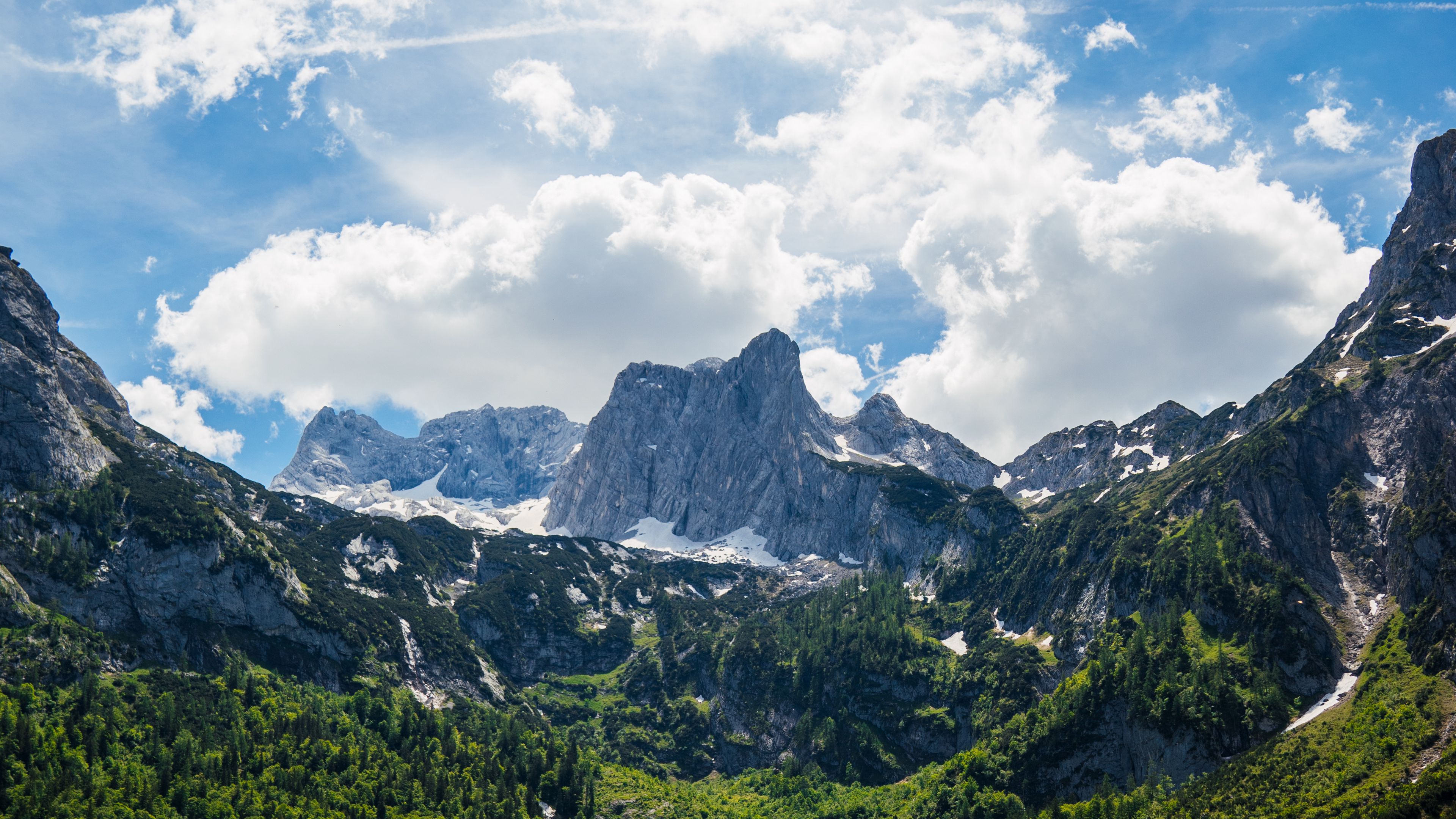 lake, mountains, rocks, forest, 4k, HD Wallpaper