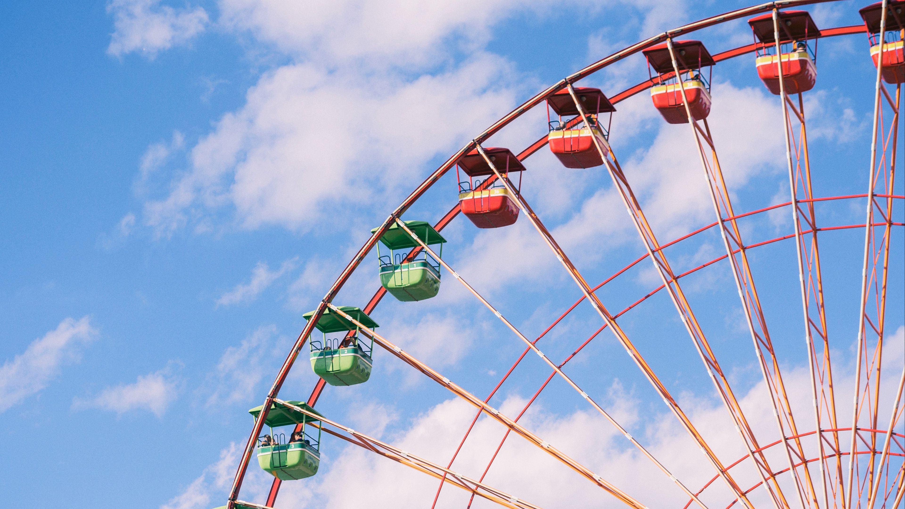 ferris wheel, attraction, sky, 4k, HD Wallpaper