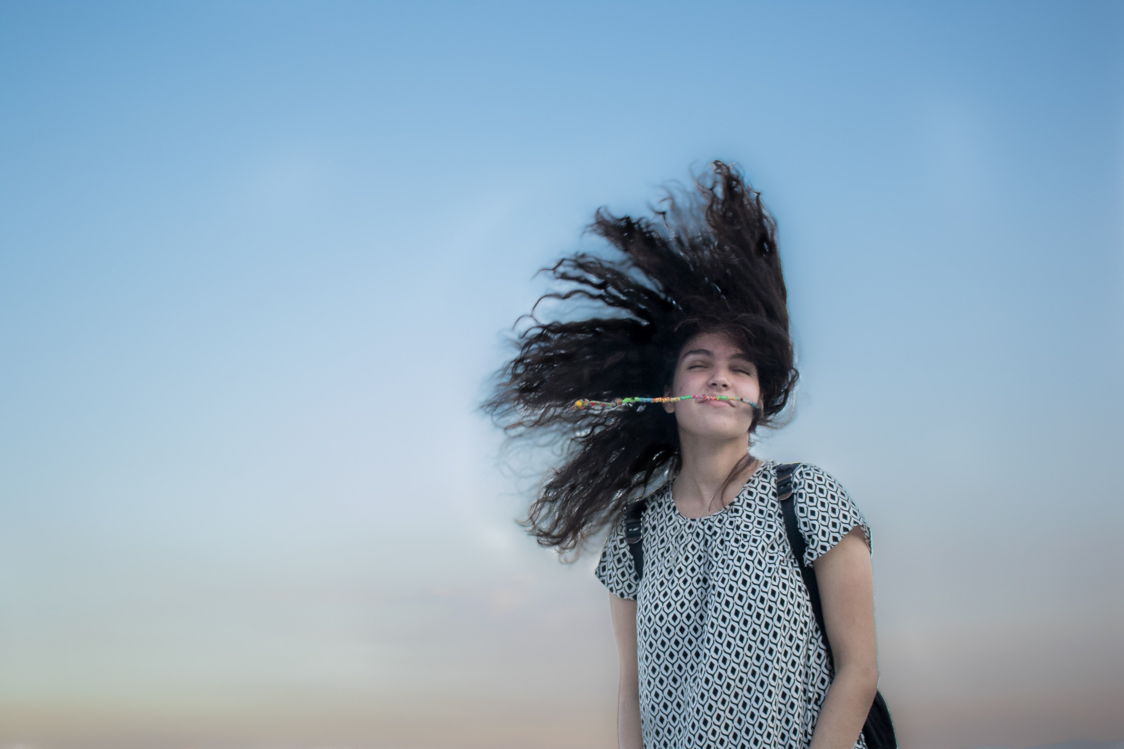 hipster sky nature and girl 4k, HD Wallpaper