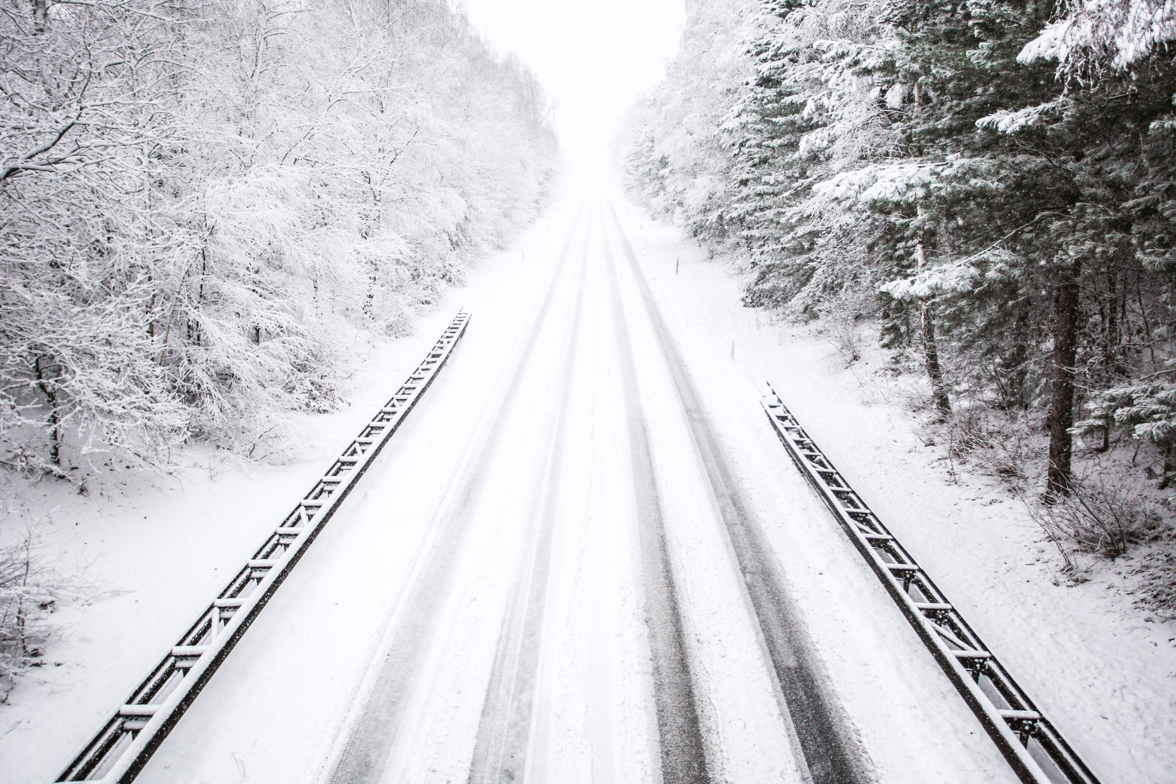 snow road snowing and winter 4k, HD Wallpaper