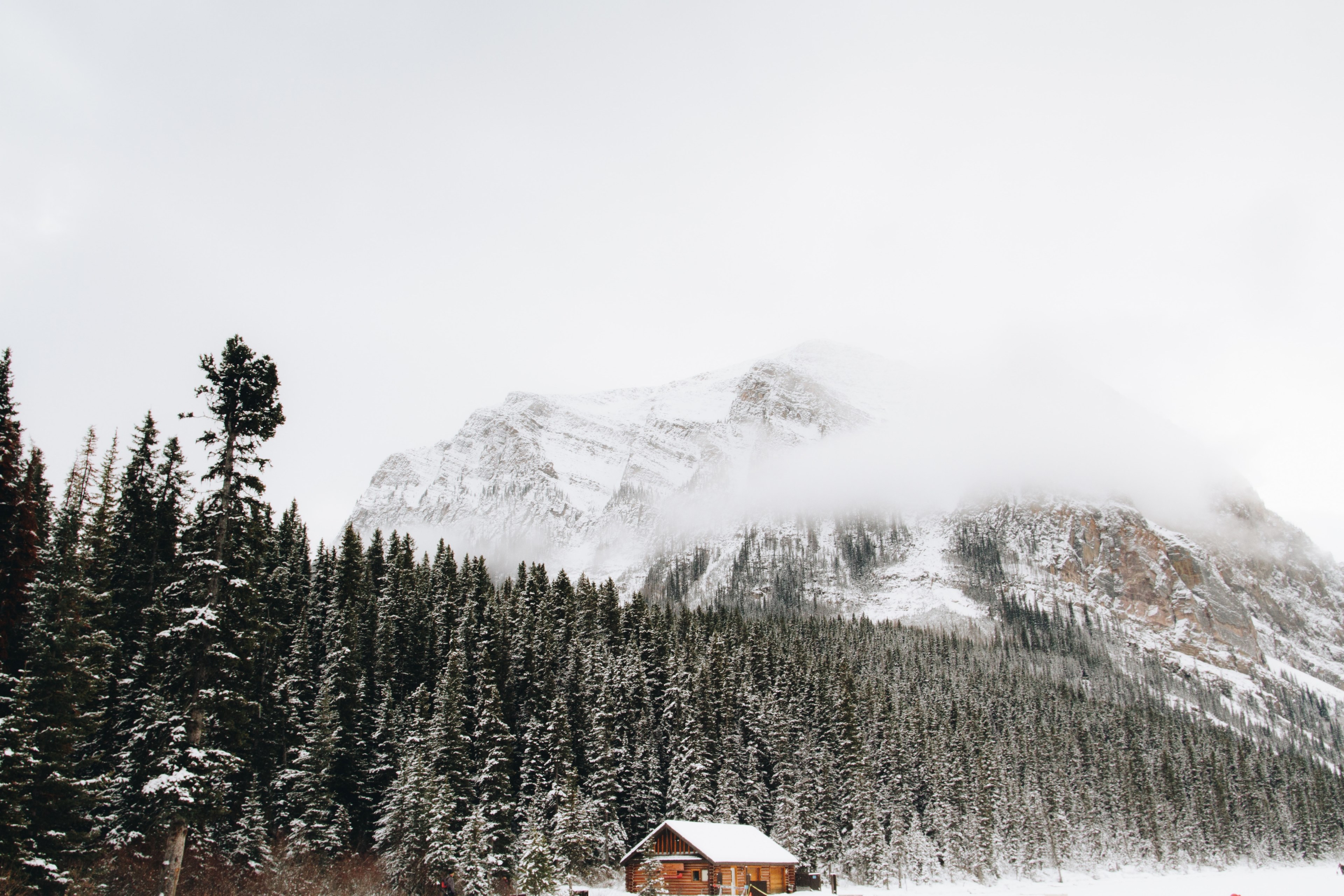 cabin lake louise 4k, HD Wallpaper