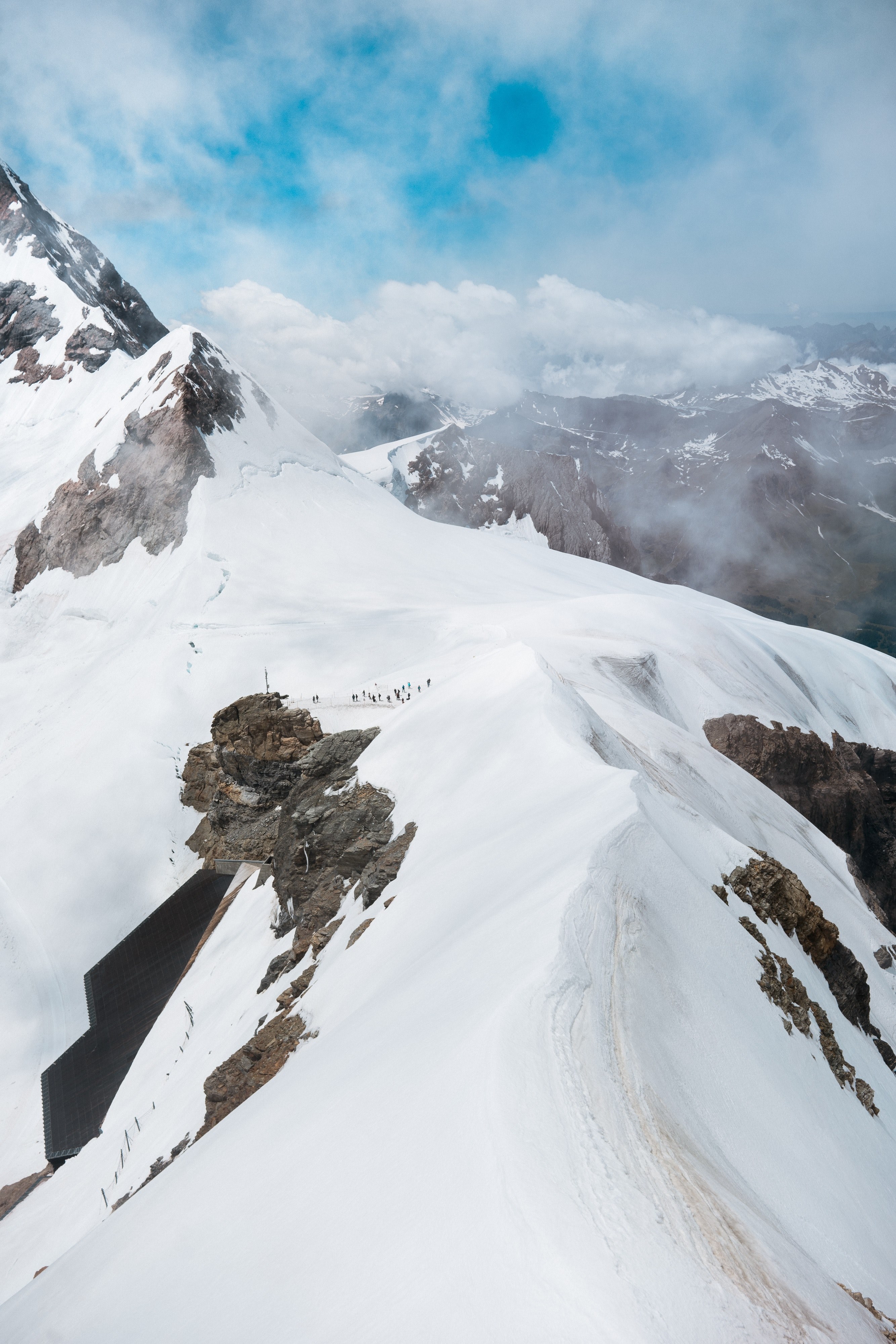 clouds over a snowy mountain ridge, big big world 4k, Phone HD Wallpaper