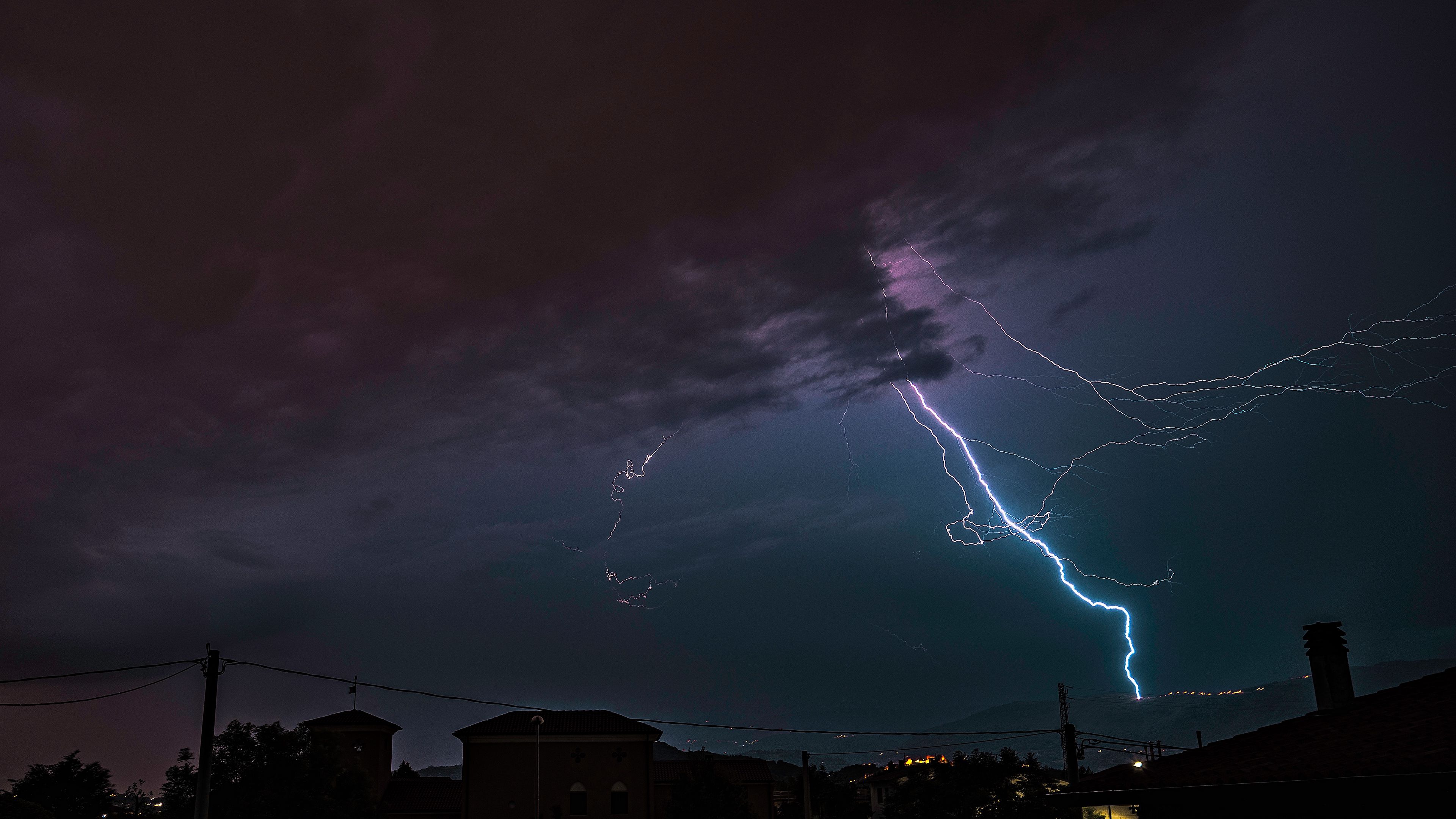 storm, overcast, sky, night, 4k, HD Wallpaper